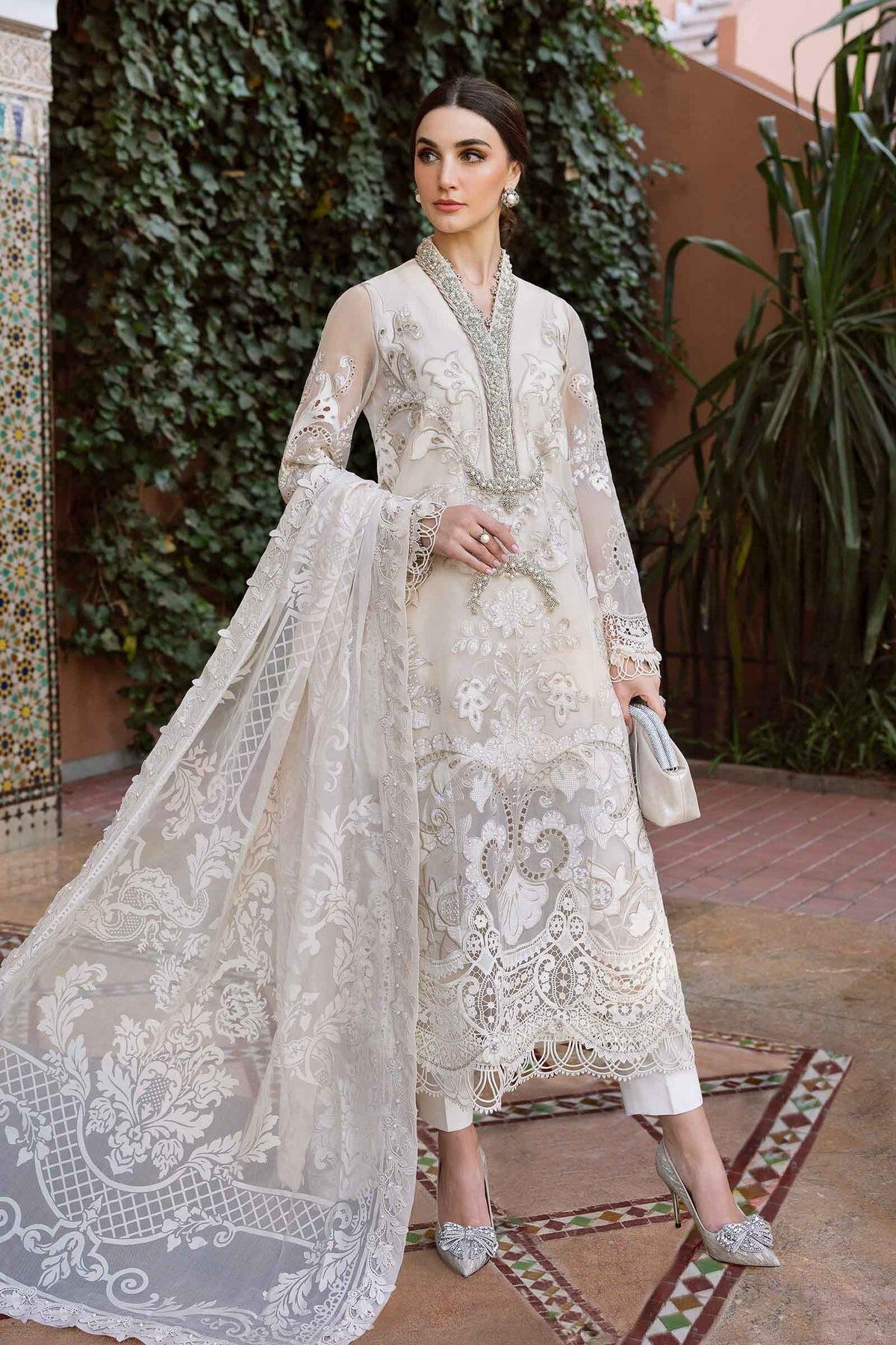 D-2506-A Maria B Voyage A Luxe Pearl White Embroidered Organza Suit