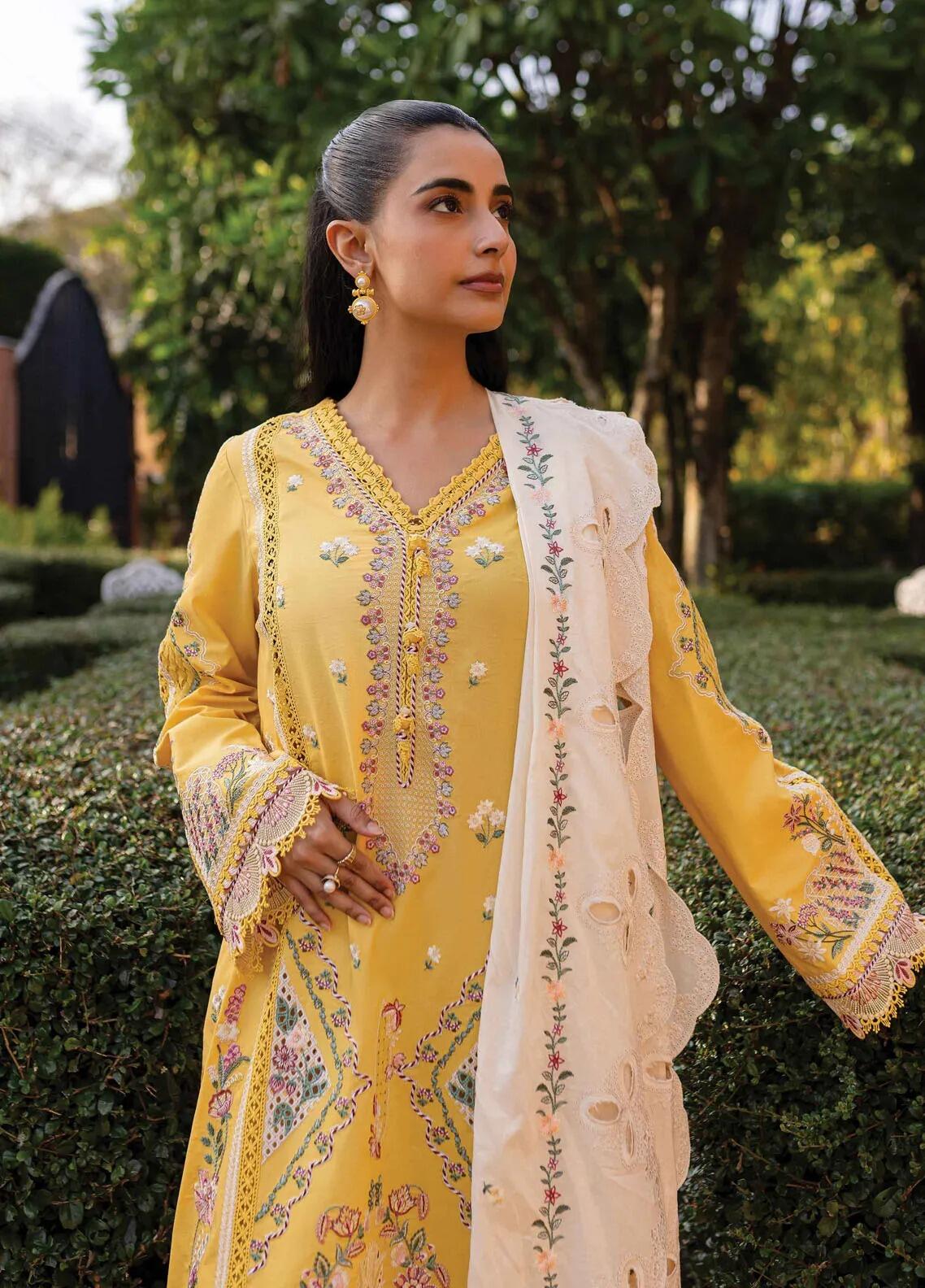 Q Line by Qalamkar Unstitched Chikankari Embroidered Lawn 3 Piece Suit QLK26UQL RP-03 SAPPHIRE - Summer Collection