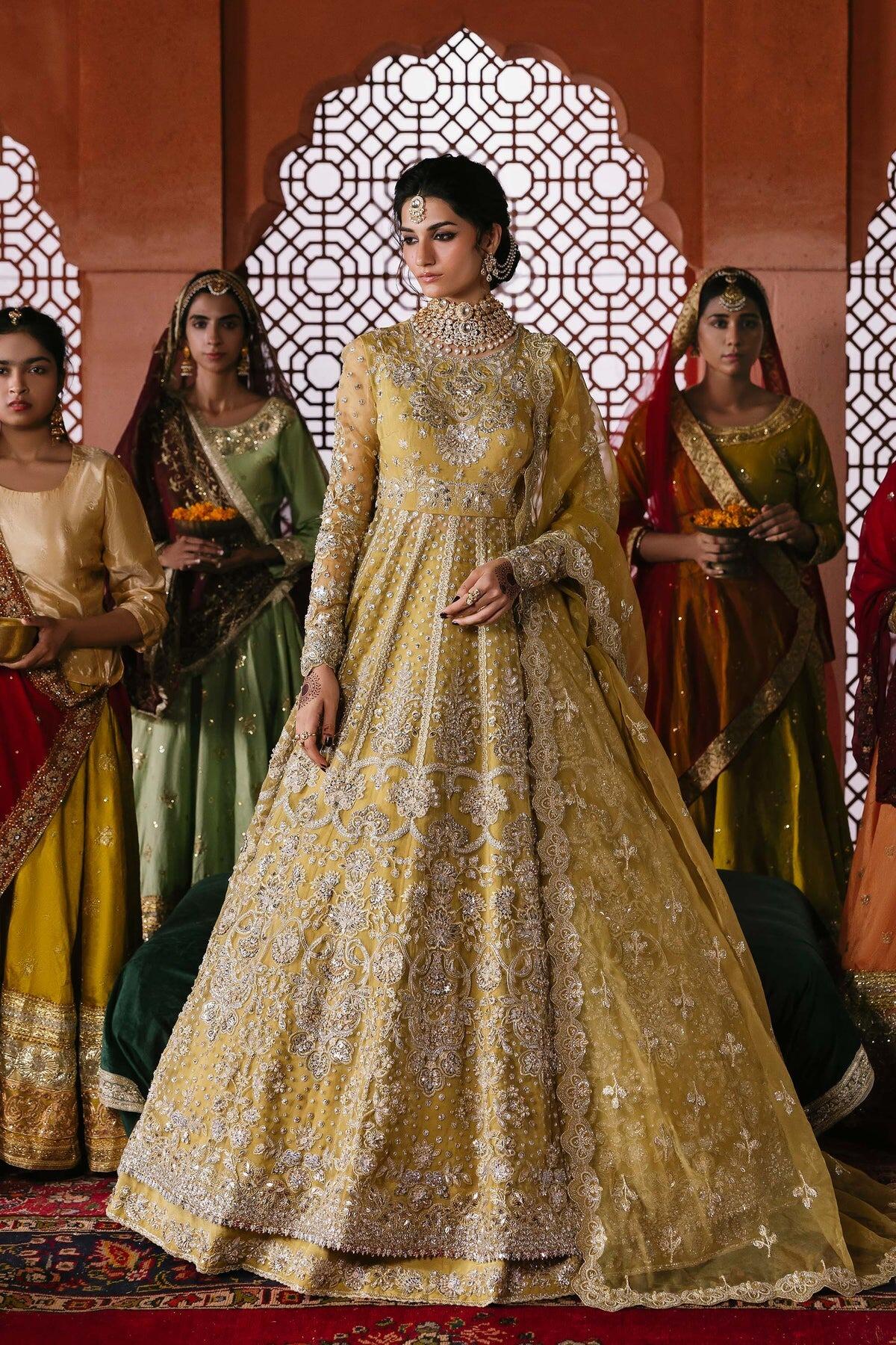 D-2509-A Maria B Voyage A Luxe Yellow Embroidered Organza Suit Eid Clothes  Online UK