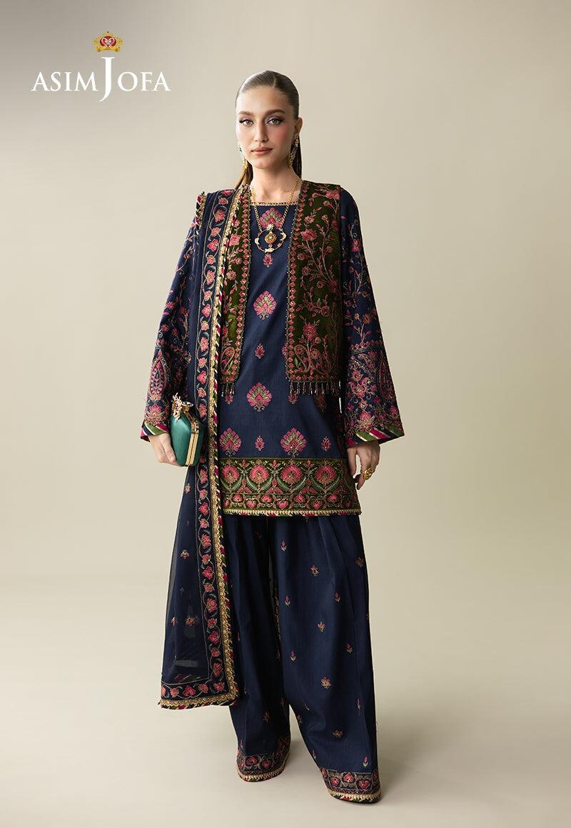 Makhmal by Asim Jofa AJULM-04 Embroidered Raw Silk Formal Dresses