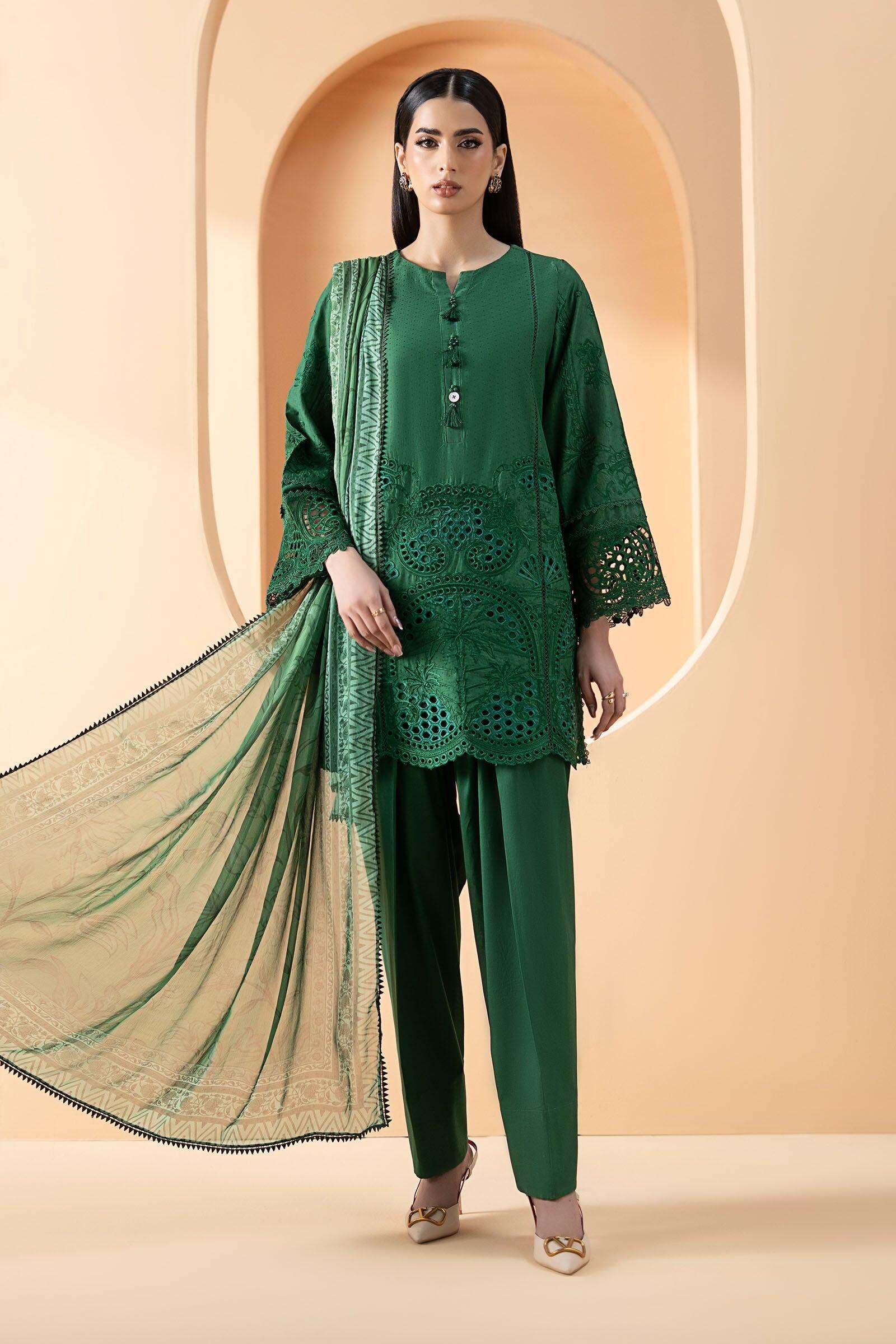 Maria b Luxury Festive Pret DW-EF26-02-Green Embroidered Lawn