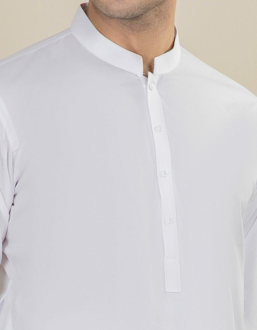 PAKISTANI DESIGNER J. JUNAID JAMSHED MENS WHITE COTTON KAMEEZ SHALWAR