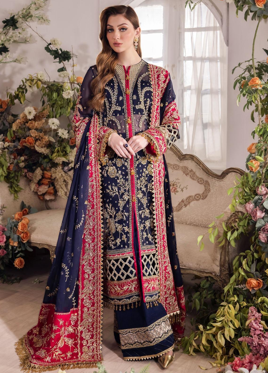 Panache By Saad Shaikh Embroidered Chiffon Suits Unstitched 4 Piece SSK24P Sabeen - Luxury Collection