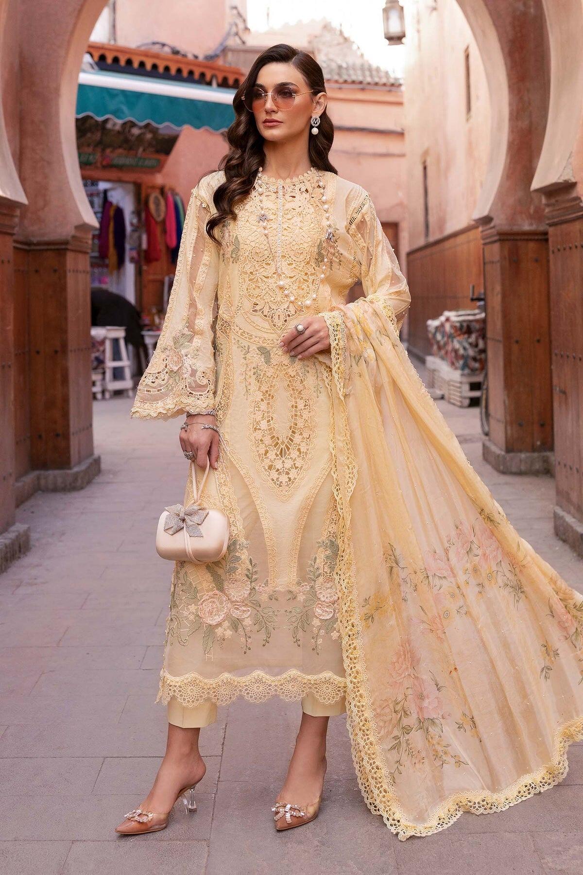 D-2509-A Maria B Voyage A Luxe Yellow Embroidered Organza Suit