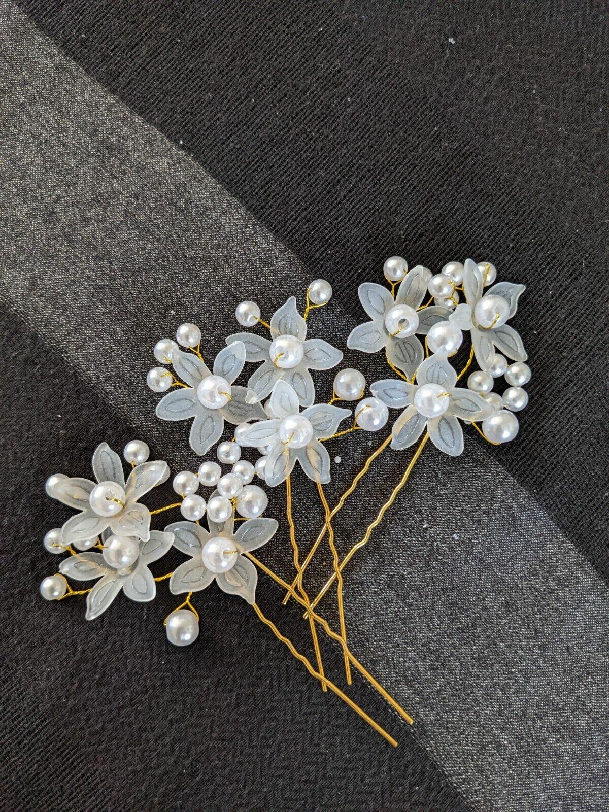 Pack of 3 Handmade White Colour Hair comb Flower Pin Flower Bridal Fancy  Hair Accessories
