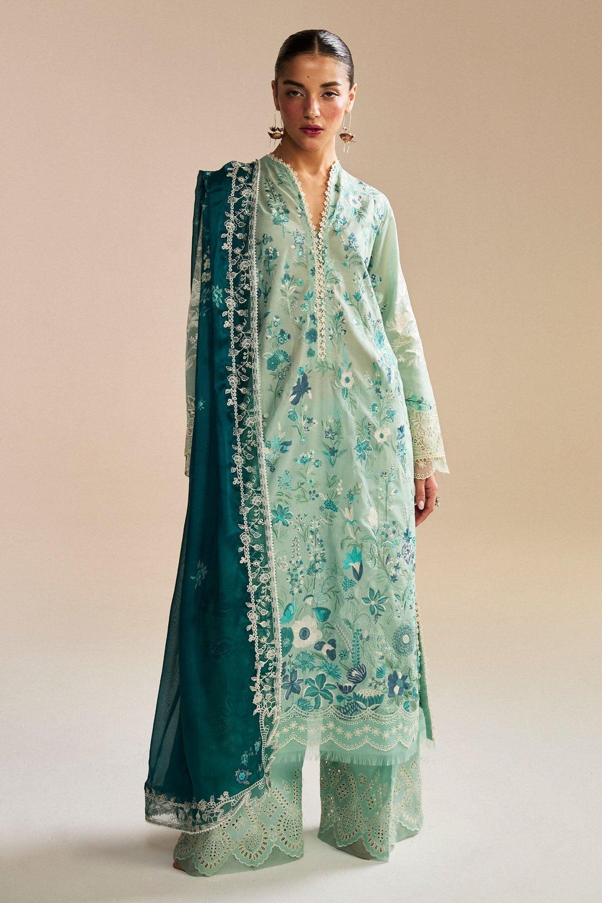 Satori by Zara Shahjahan Unstitched Embroidered Lawn 3 Piece Suit ZS26USL D-9 SUIYO - Summer Collection