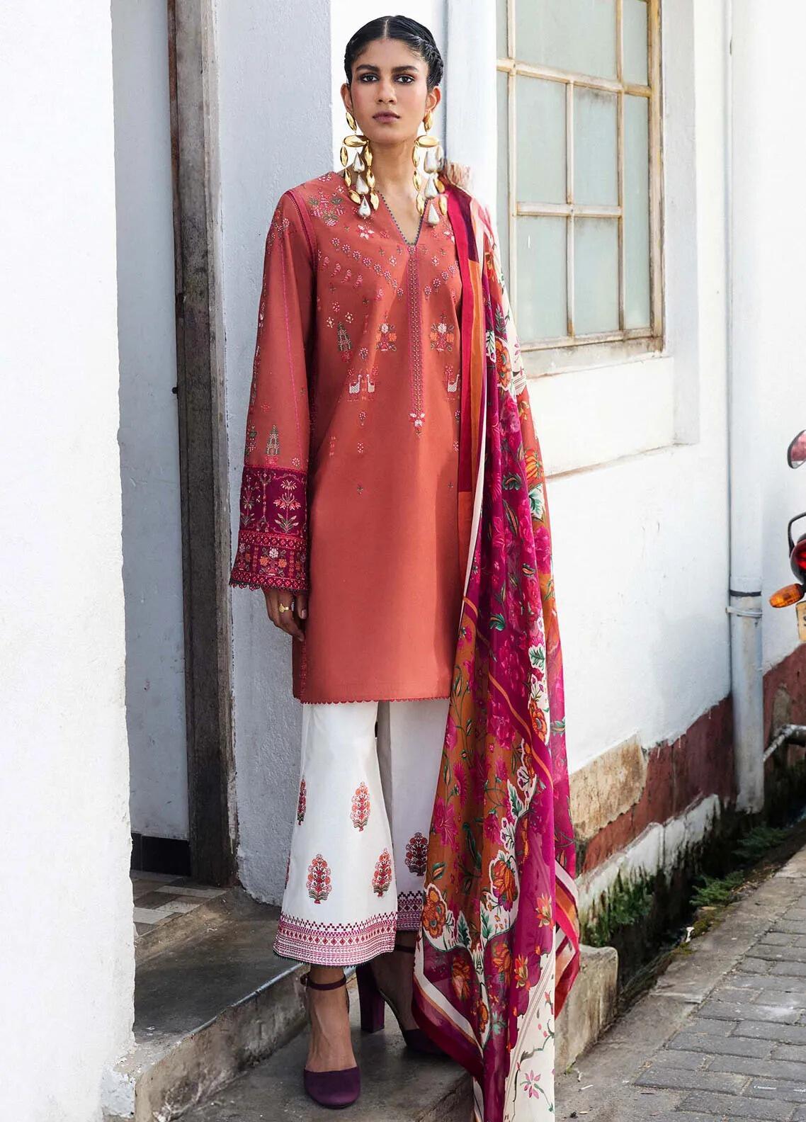 Jugnu by Hussain Rehar Unstitched Embroidered Cotton 3 Piece Suit HR26UJC RASTI - Festive Collection