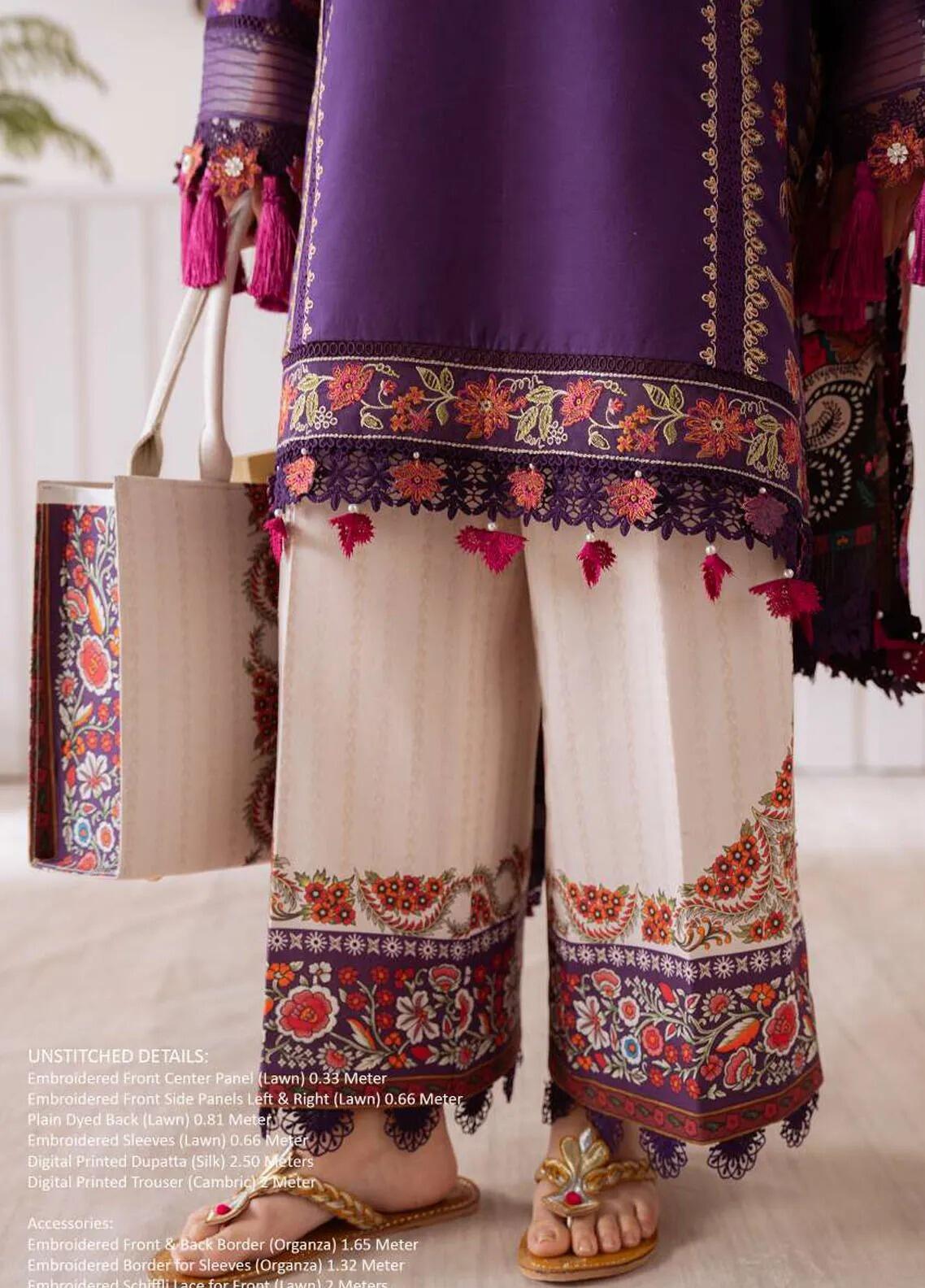 Laanem by Saira Rizwan Unstitched Embroidered Lawn 3 Piece Suit SR26ULL ZOYA-A - Summer Collection