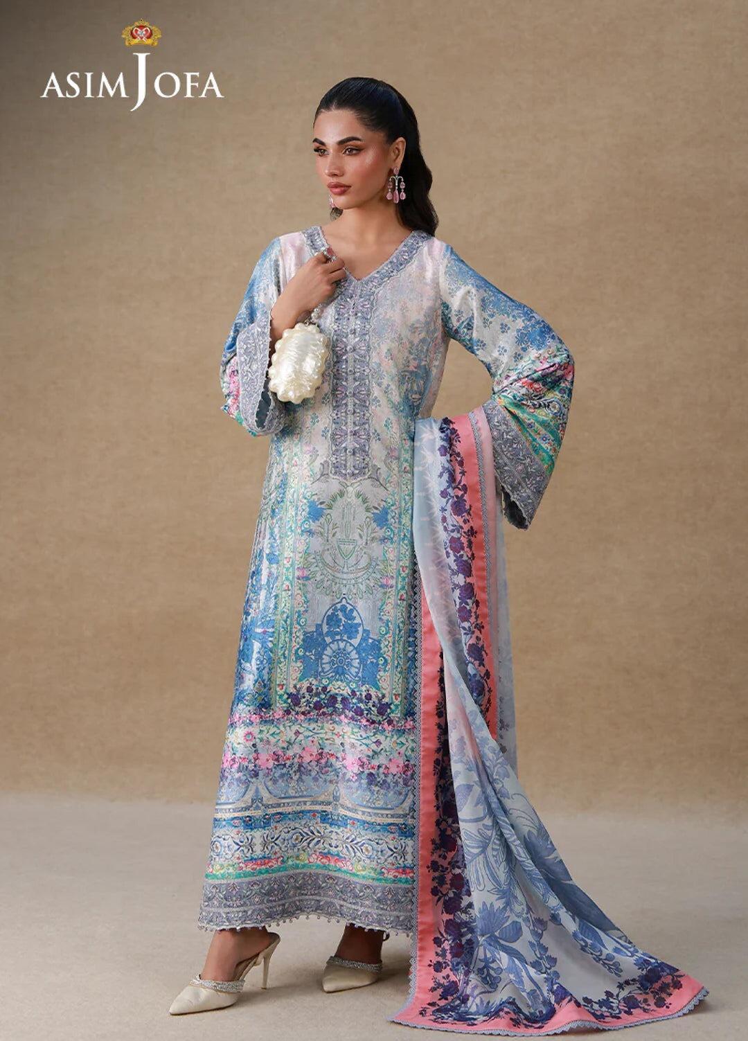 Buy Pakistani Asim Jofa Designer Clothes Online UK Spring Printed Silk ...