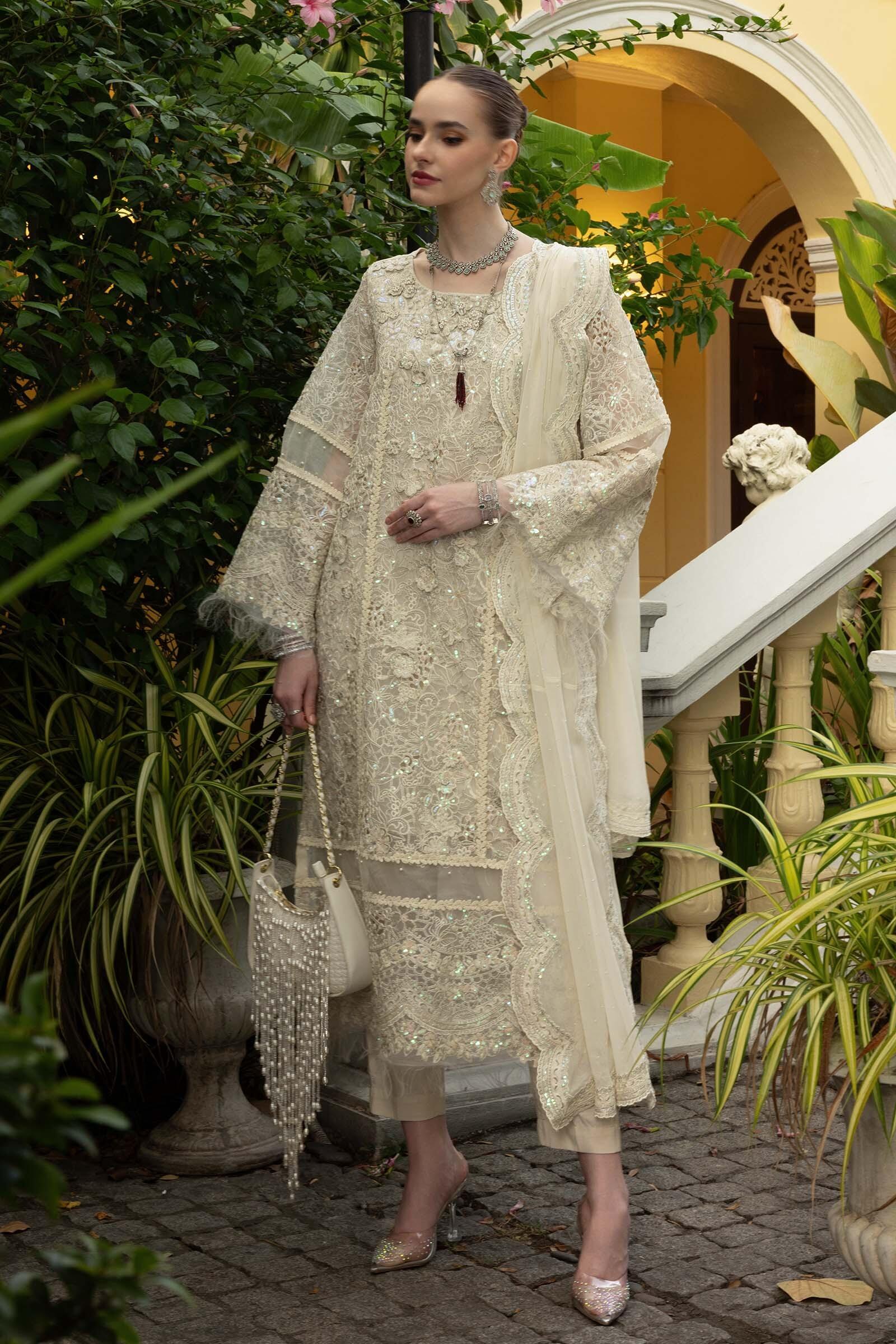 Maria b SF-EF26-21-Off White Luxury Formal Pret Embroidered Organza Dress