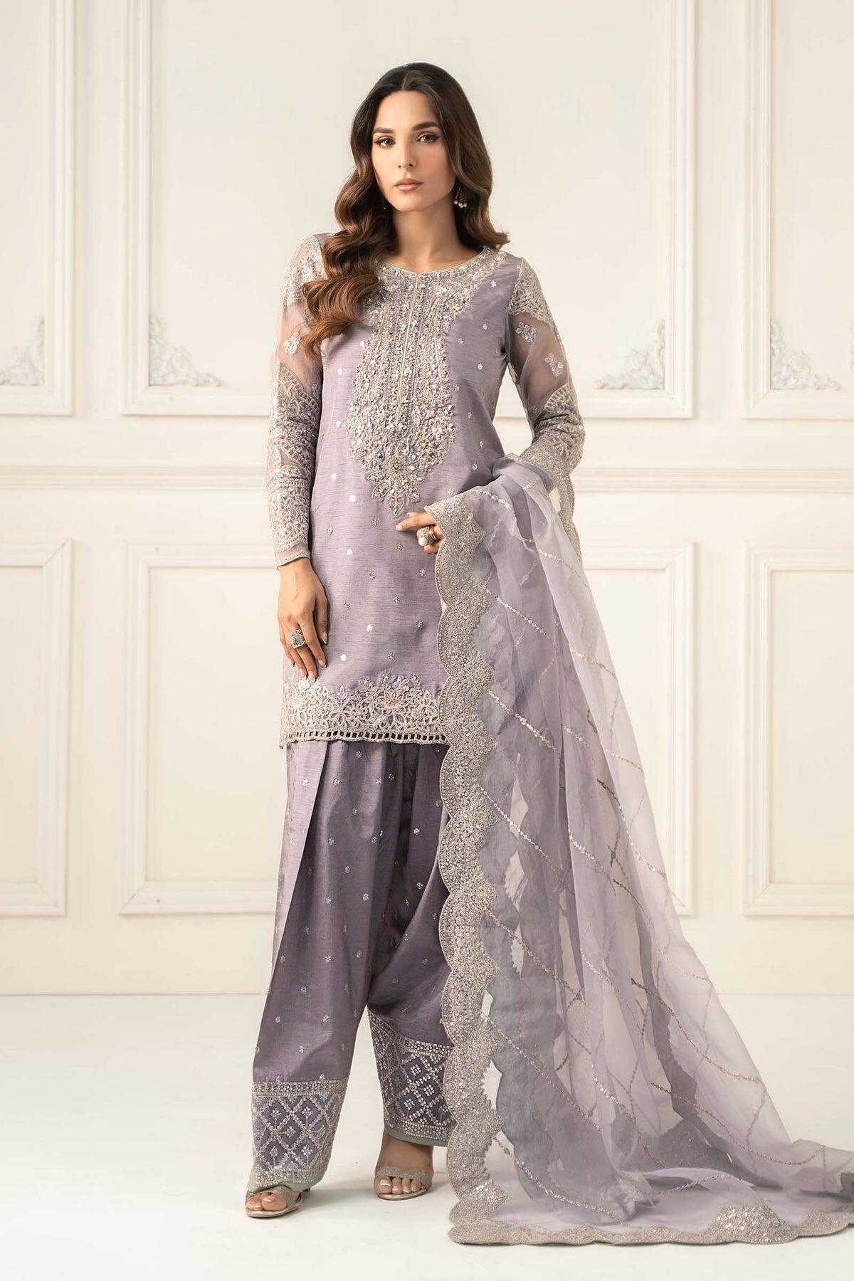open lace back dress Maria B Raw Silk Salwar Kameez Pakistani Party Dress – Nameera by Farooq