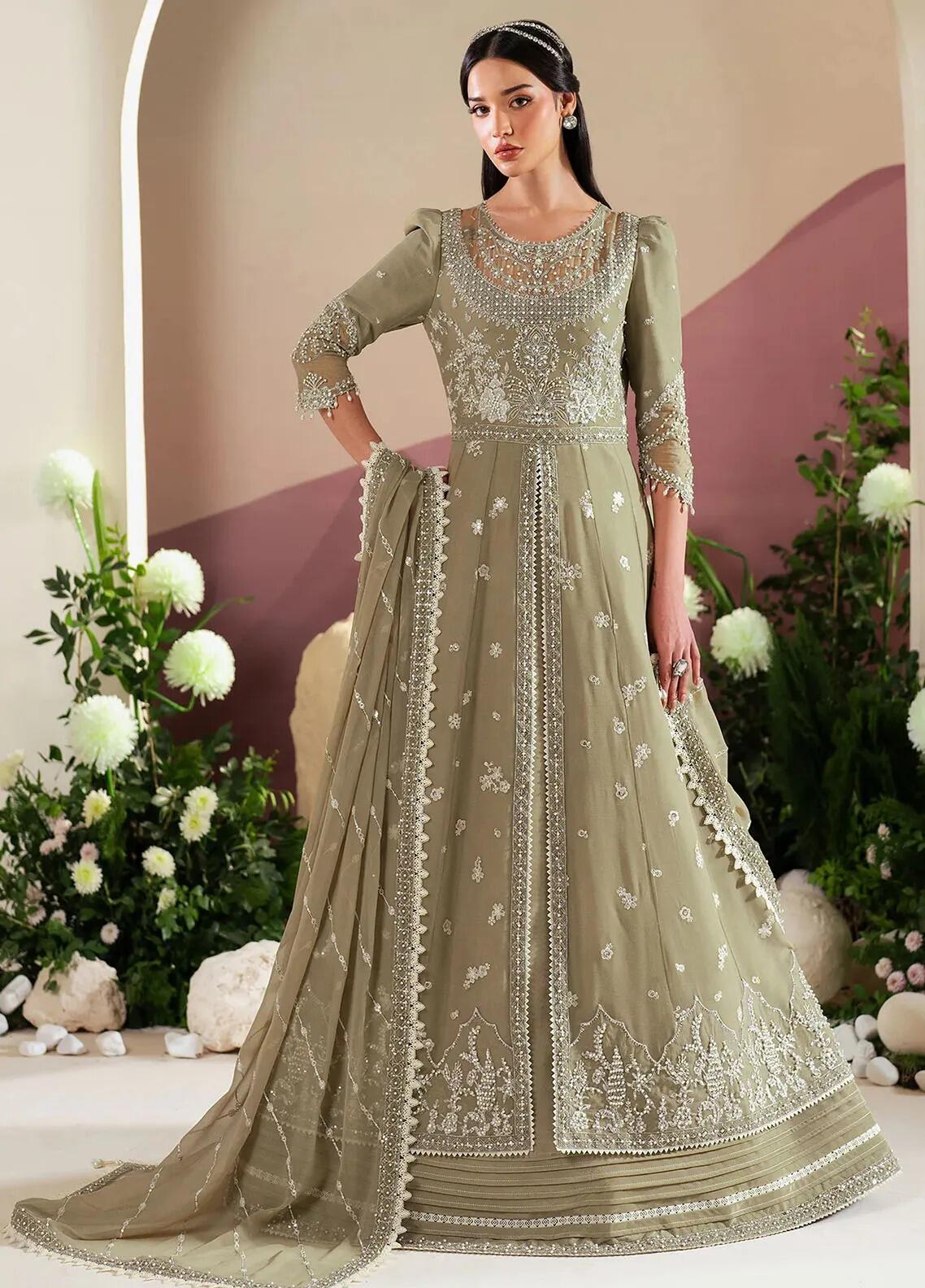 green emerald velvet dress Green Embroidered Pakistani Lawn Suit main image 1
