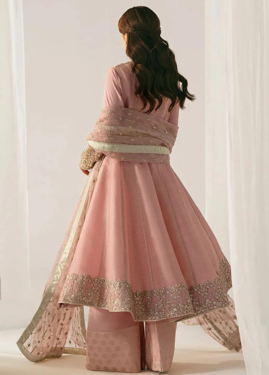 Hana Luxury Pret Embroidered Raw Silk 2 Piece Dress Marigold