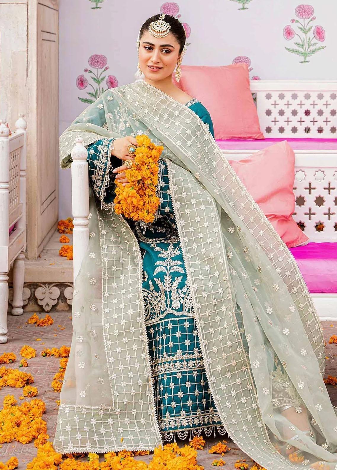 Elinor by Akbar Aslam Luxury Embroidered Net Unstitched 3 Piece Suit - Makira - AKA25ELN - Dhani - Festive Collection