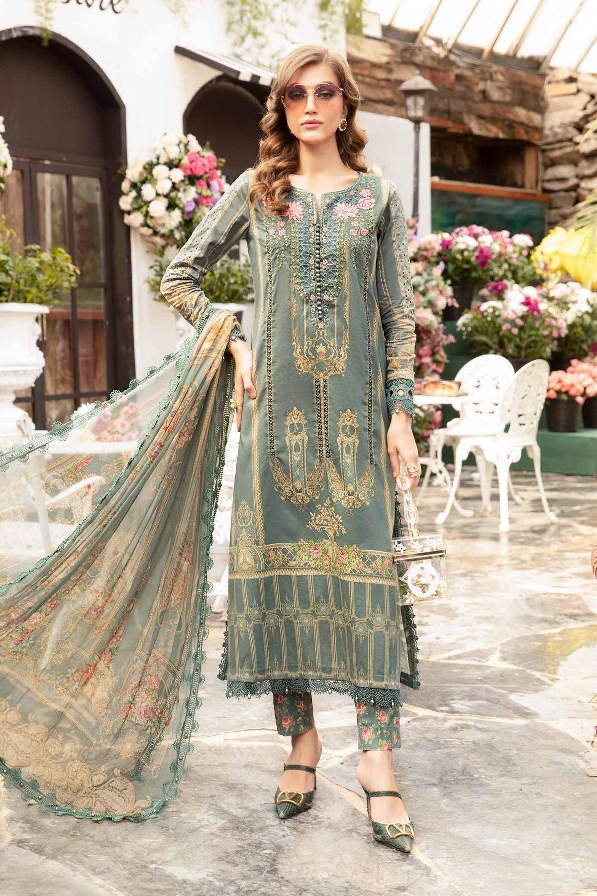 Maria B Maroon Chiffon Dress Replica - Master Replica Pakistan