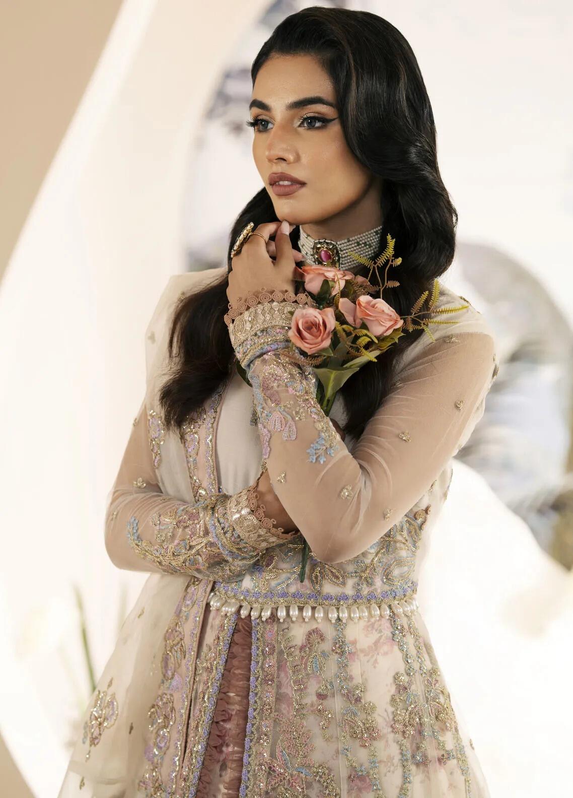 Inayat By AJR Embroidered Net Suit Unstitched 3 Piece AJR24I AFF-0 5 Daffodil - Luxury Collection