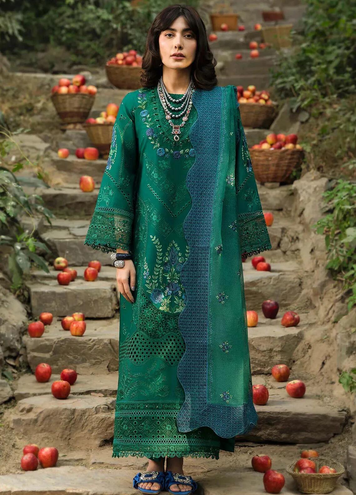 Sardinia Chikankari Lawn Suits Unstitched 3 Piece SRD25FL Sky Petal 808 - Luxury Collection