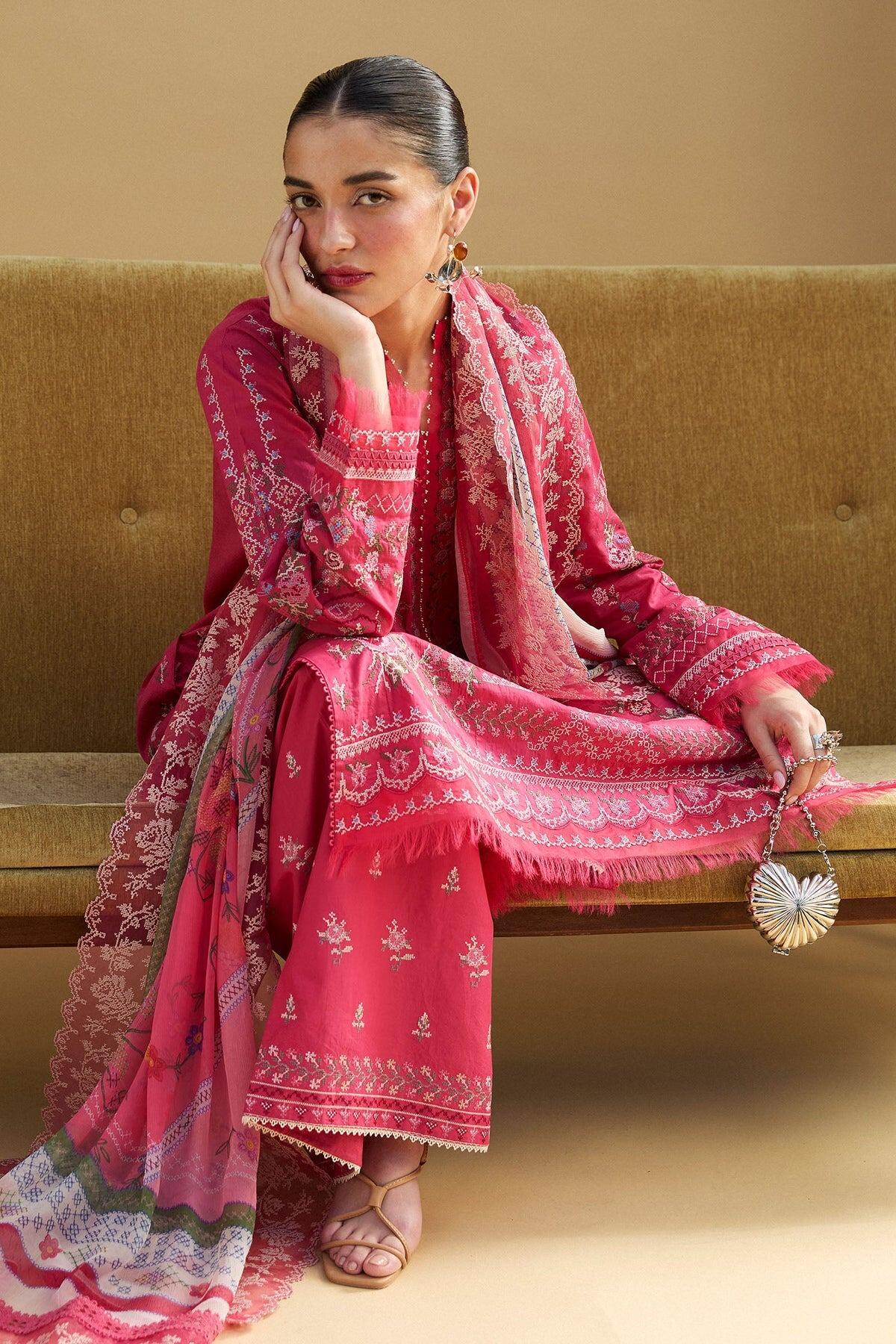 Satori by Zara Shahjahan Unstitched Embroidered Lawn 3 Piece Suit ZS26USL D-7 HIKARI - Summer Collection