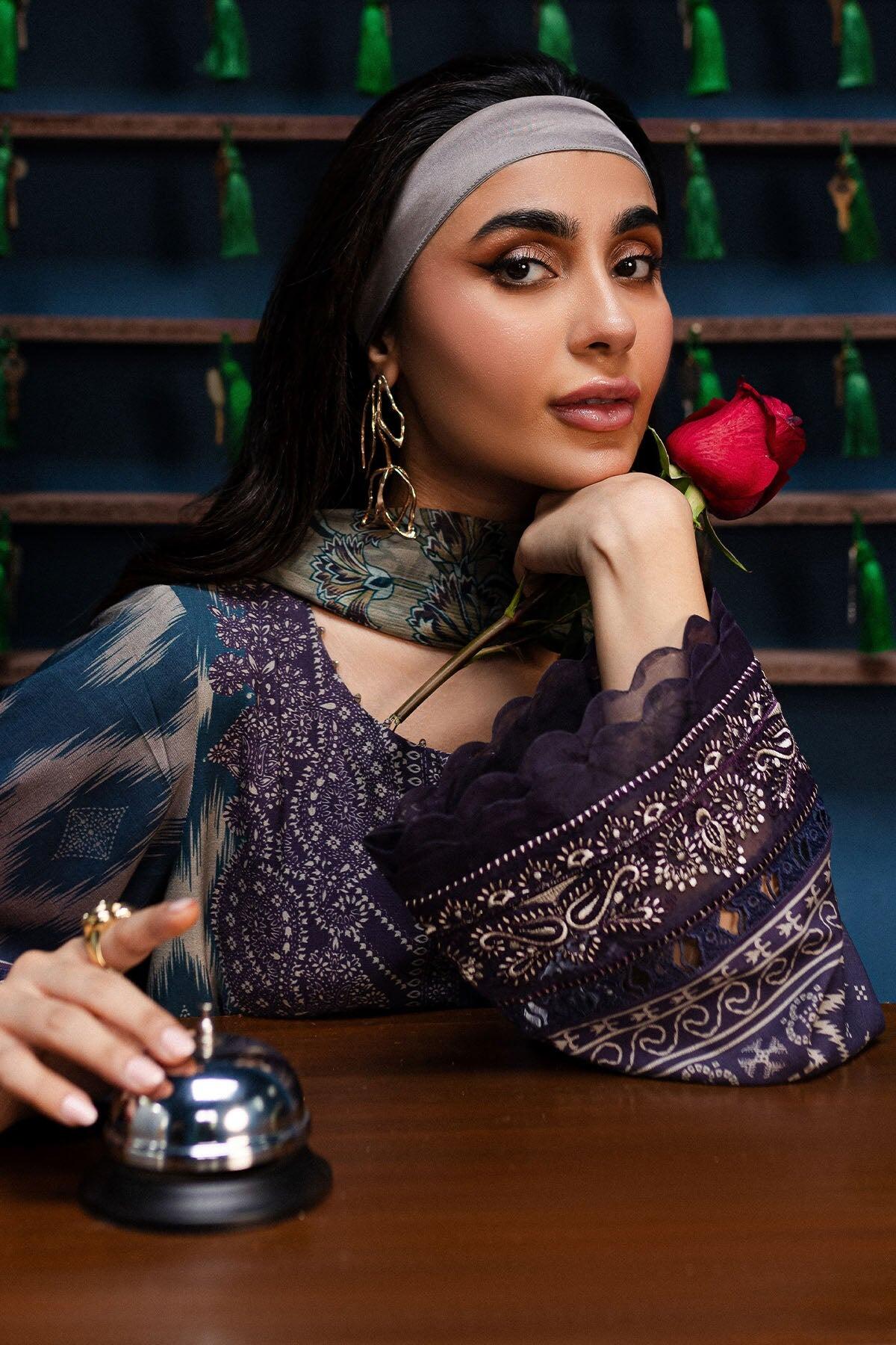 Nureh Embroidered Unstitched Printed Slub Linen Suit - Winter