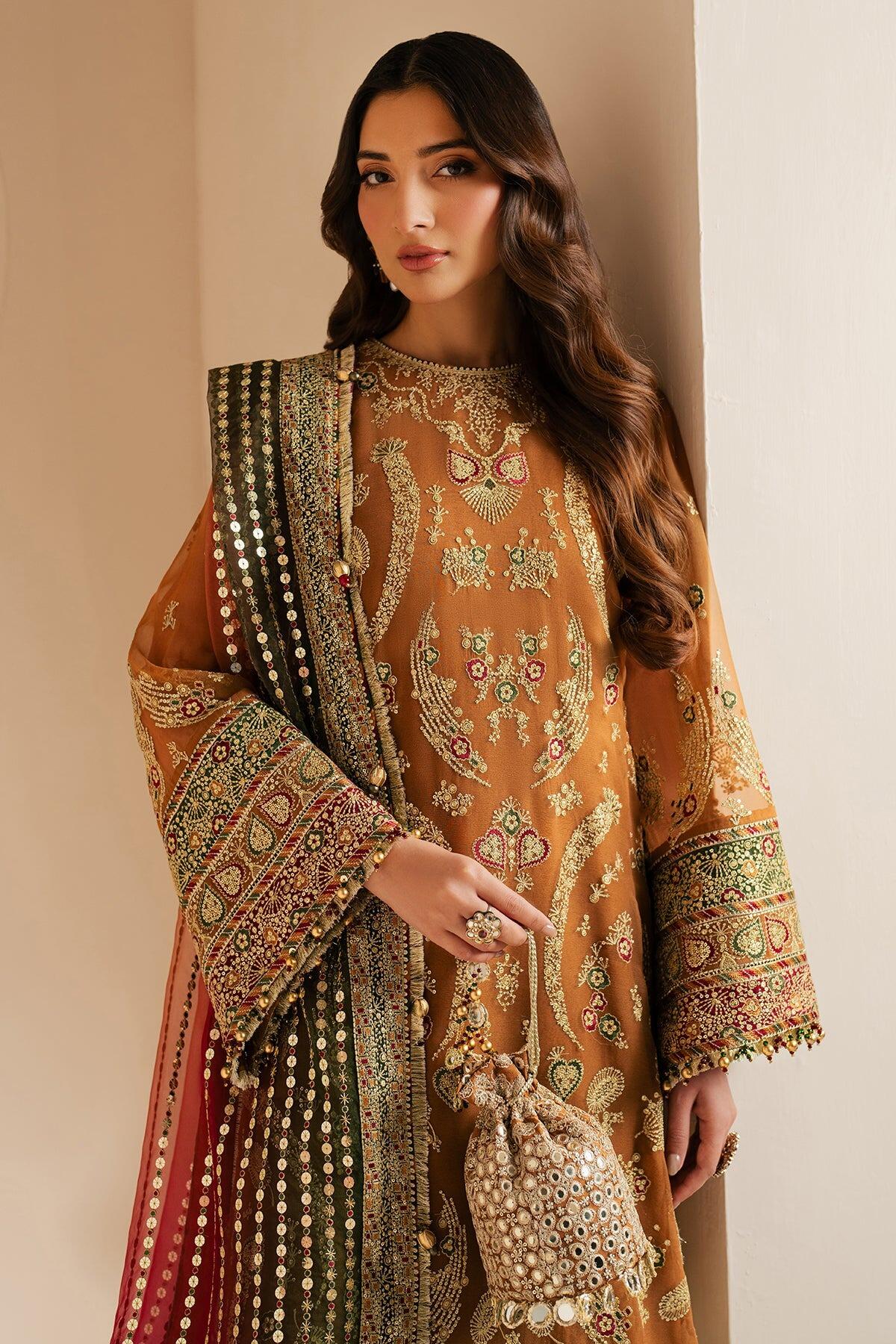 WF'25-08 Jazmin Embroidered Rust Dark Green Chiffon Suits Wedding ...