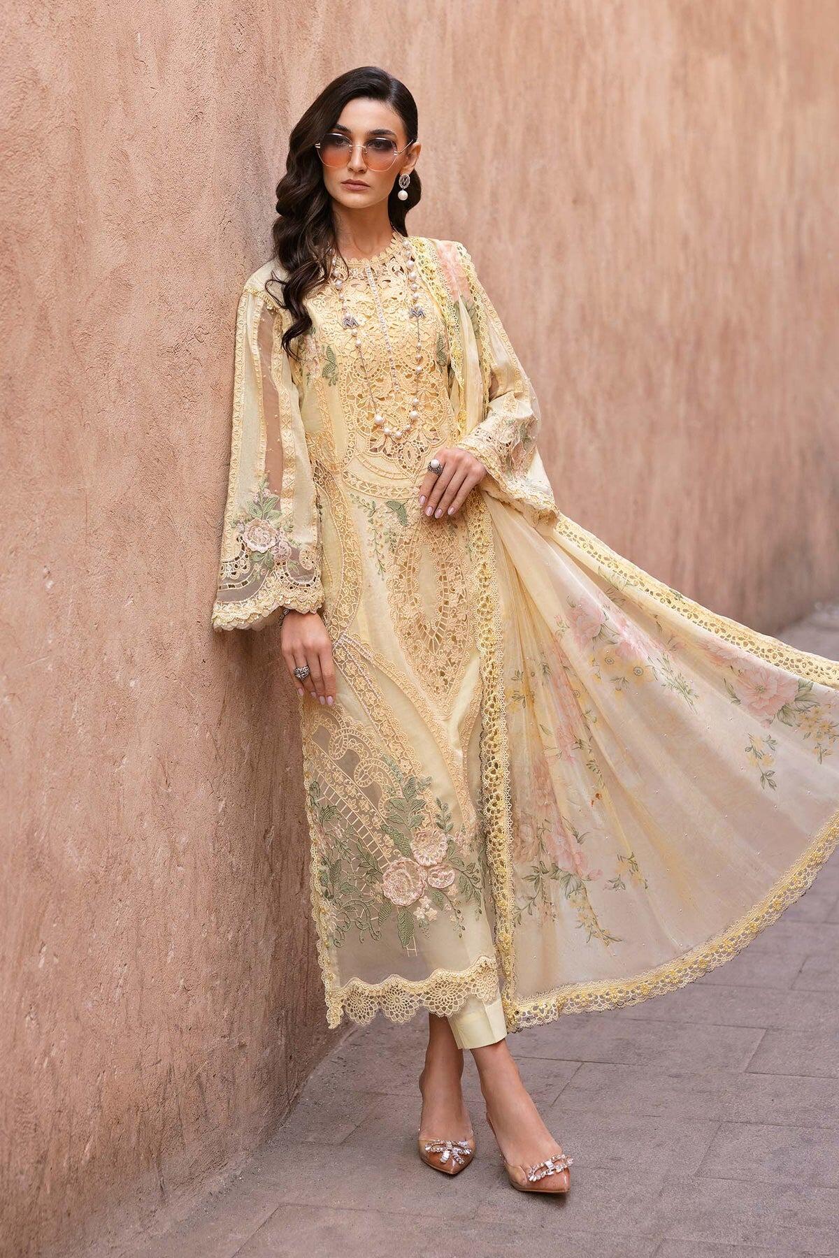 D-2509-A Maria B Voyage A Luxe Yellow Embroidered Organza Suit