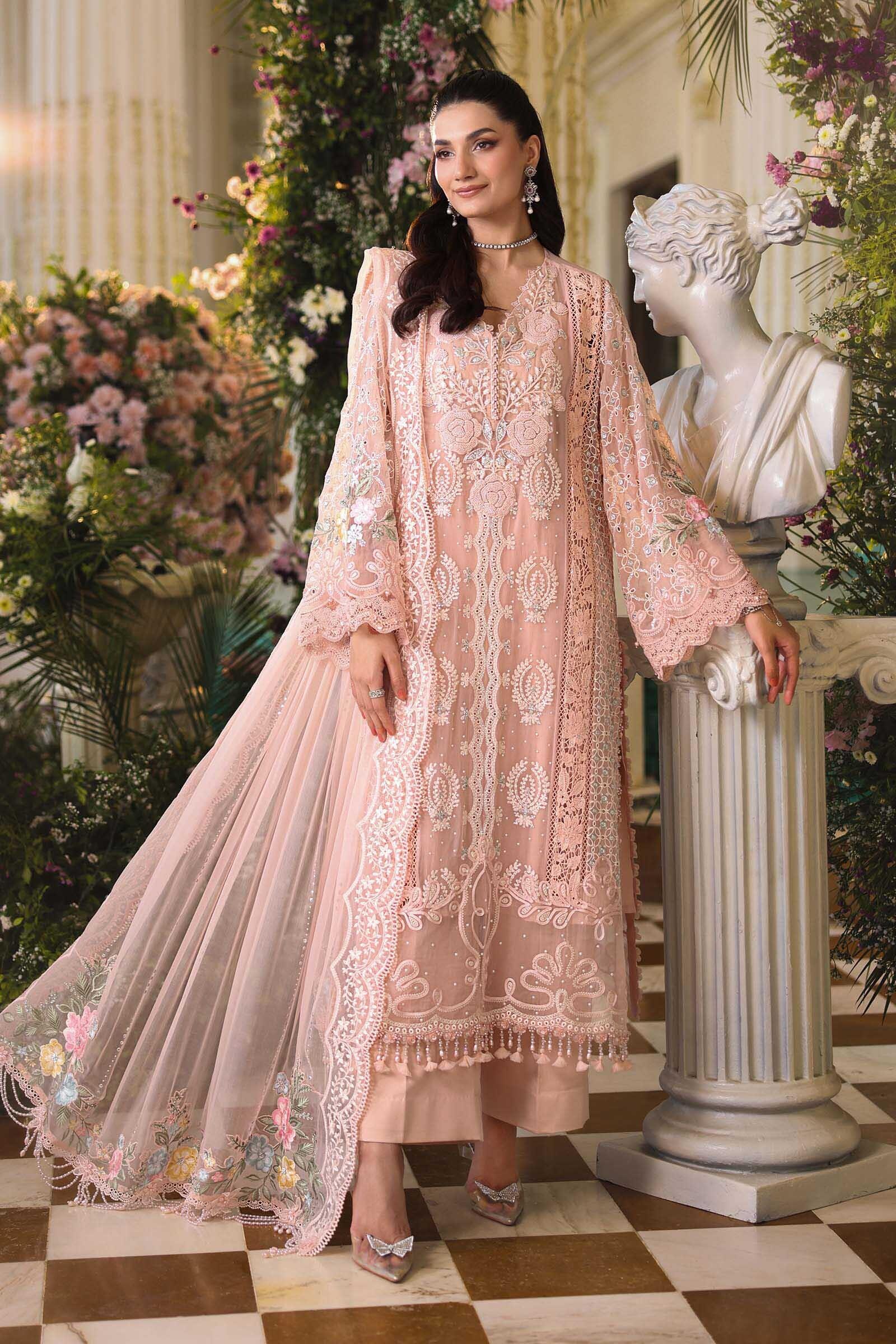 Maria B Mbroidered Tea Affair | Pakistani Designer Chiffon Suits