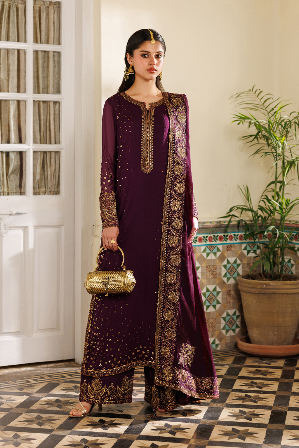 iznik purple dress Purple Embroidered Lawn dress | Iznik