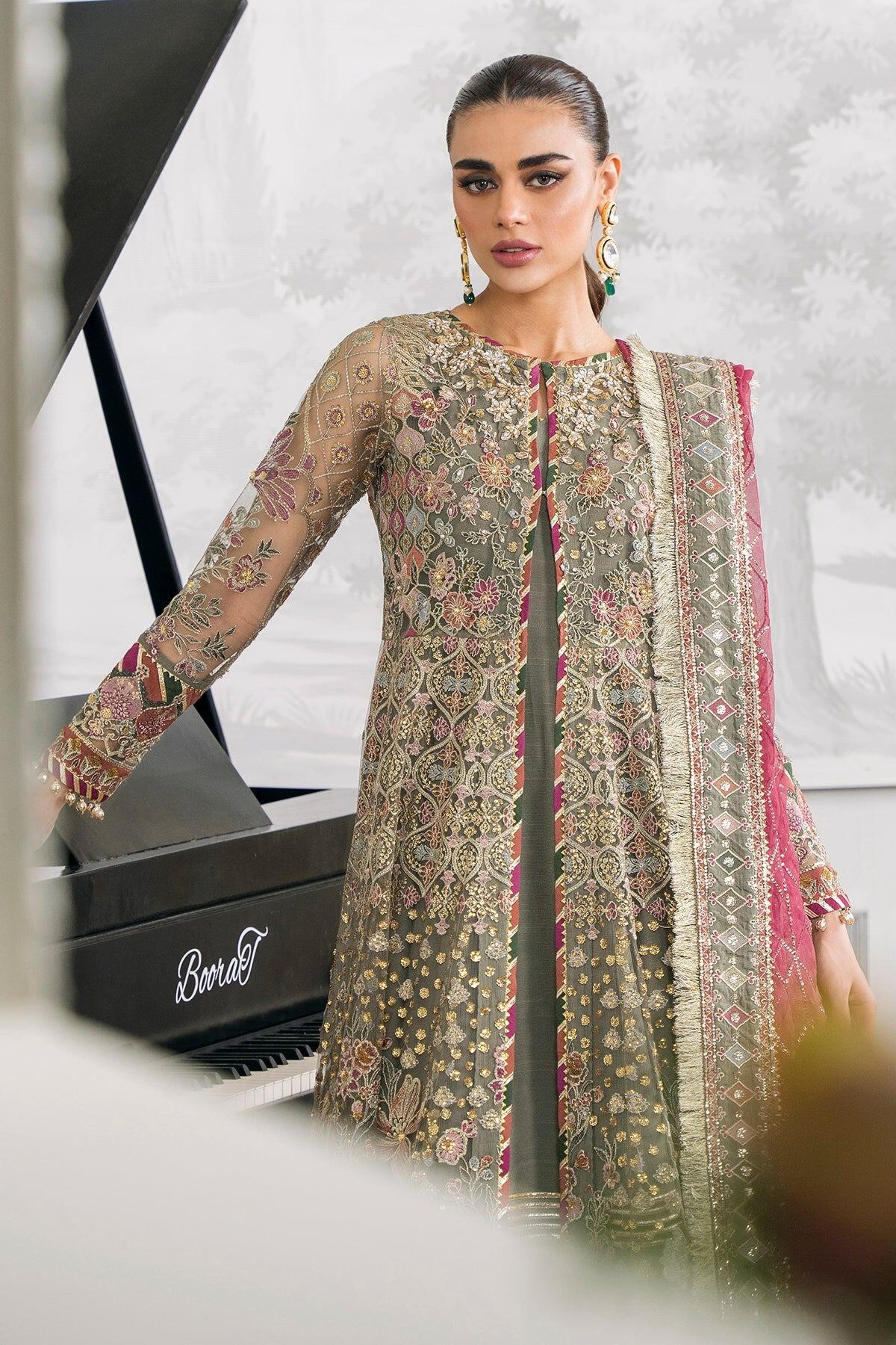 Baroque Embroidered Net Suits Unstitched 3 Piece BQ22CC EC-03 - Luxury Collection