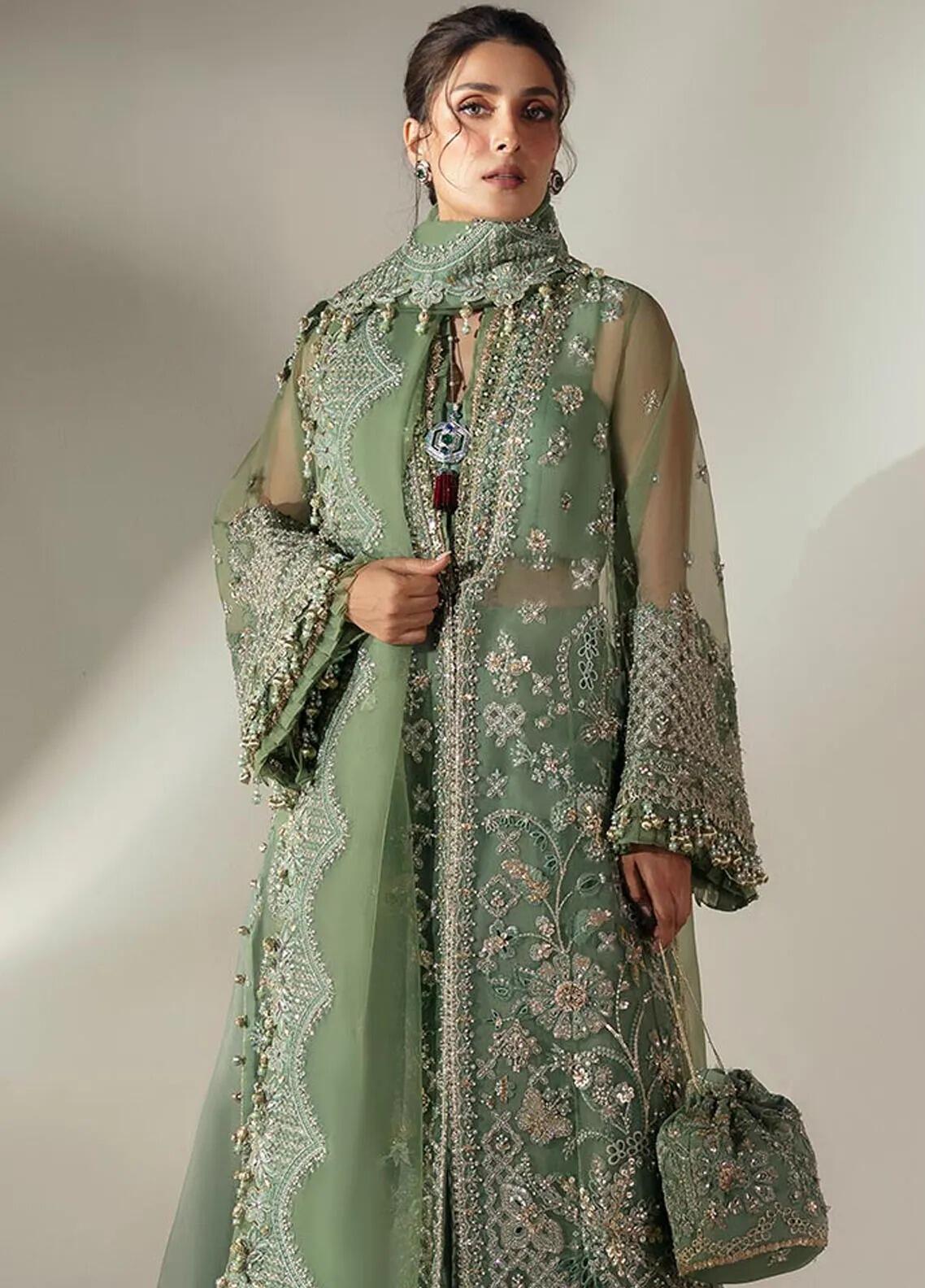 green emerald velvet dress Wedding Festive '24 by Elan