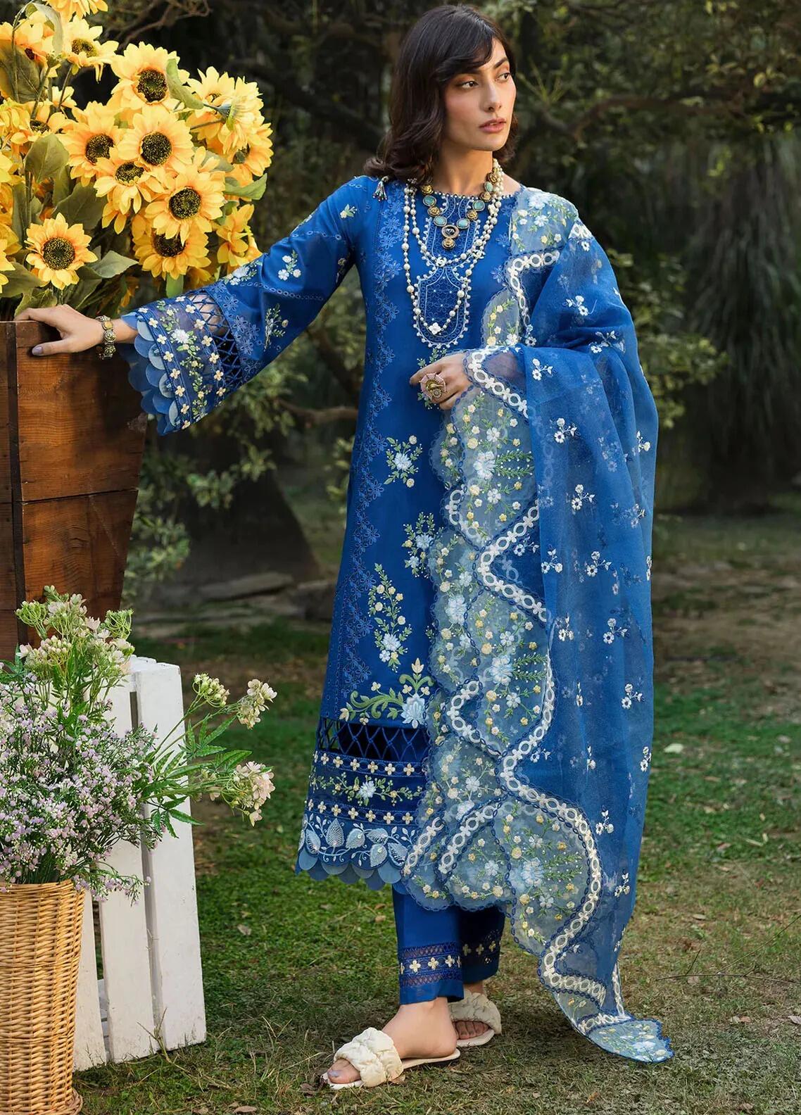 Sardinia Chikankari Lawn Suits Unstitched 3 Piece SRD25FL Rosewood 801 - Luxury Collection