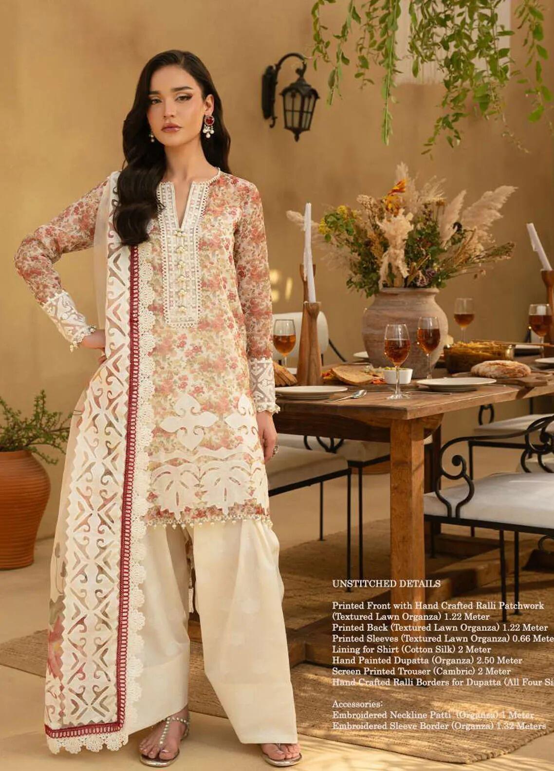 Andaaz by Saira Sultana Women RTW Embroidered Silk 3 Piece Suit Haya Ice Pista - Festive Collection main image 1