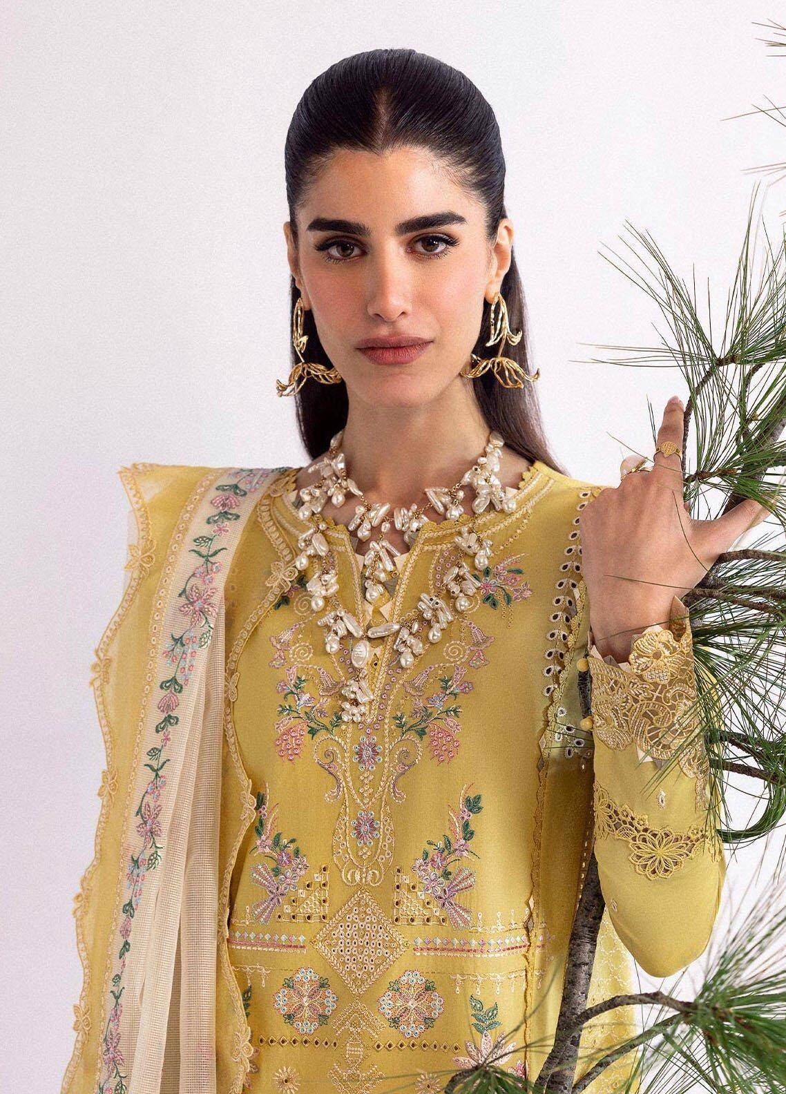 Qlinekari by Qalamkar Embroidered Lawn Suits Unstitched 3 Piece QLM25QK DC-15 Elira - Summer Collection