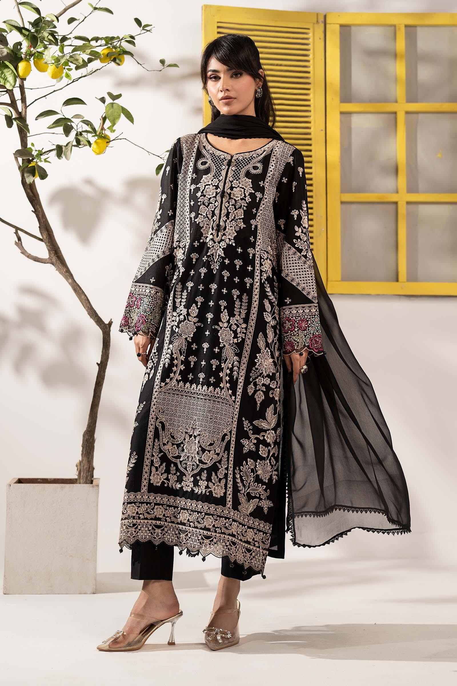 美品♡MARIA FULL SUIT ブラック値下げ不可 Maria b Luxury Festive Pret DW-EA26-07-Black Arabic Lawn Suits
