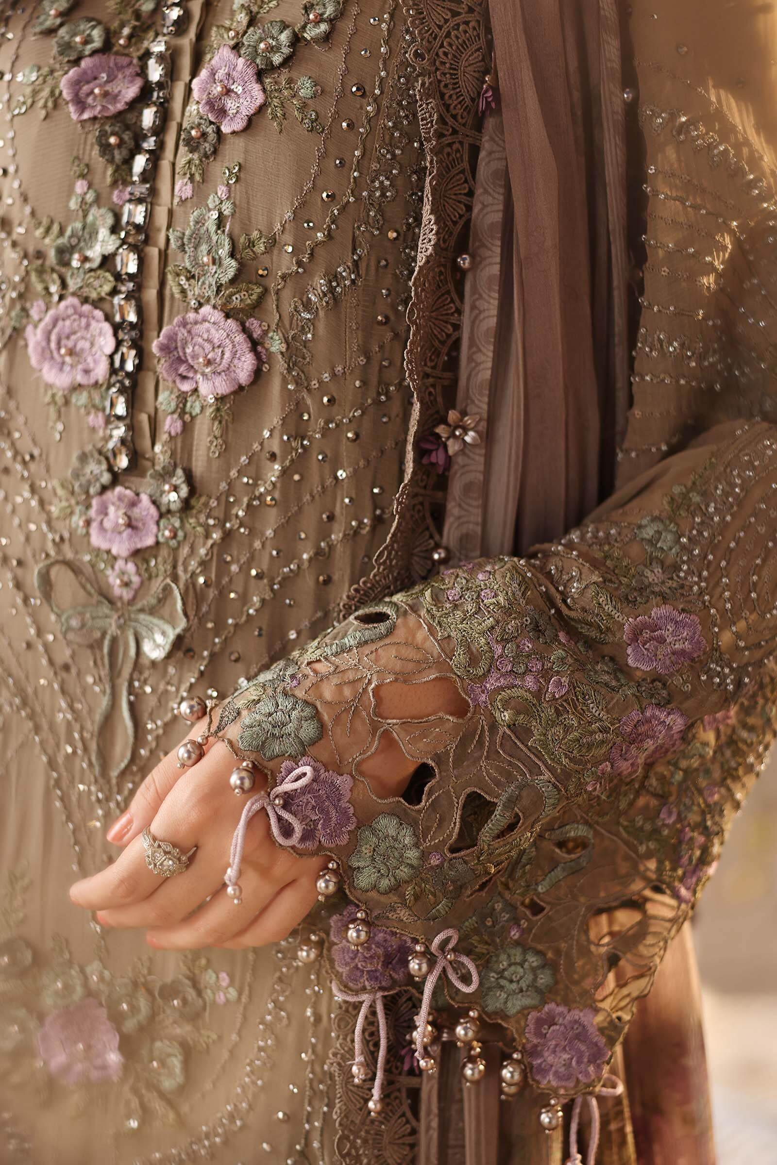 maria b brown dress Maria.B Embroidered Pakistani Luxury Lehenga Suit