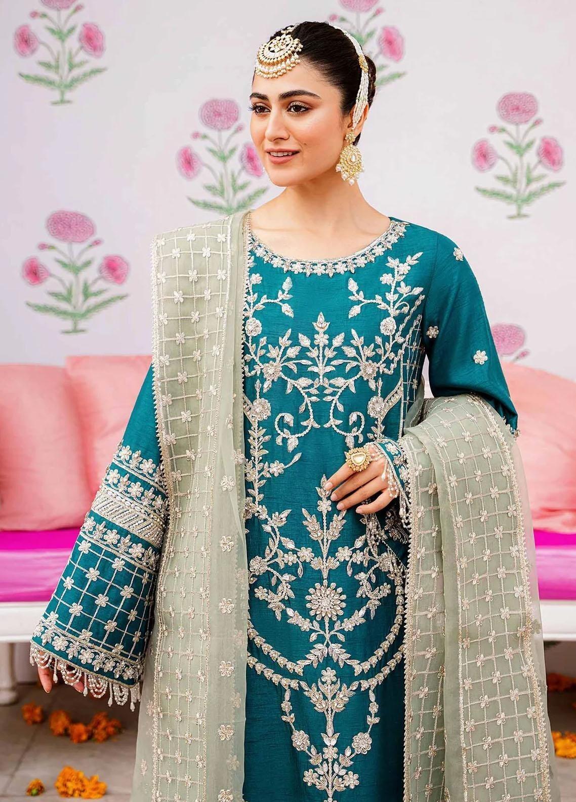 Shadmani Phirsy By Qalamkar Embroidered Raw Silk Suits Unstitched 3 Piece QLM22SP FW-05 Gulshan - Wedding Formal Collection