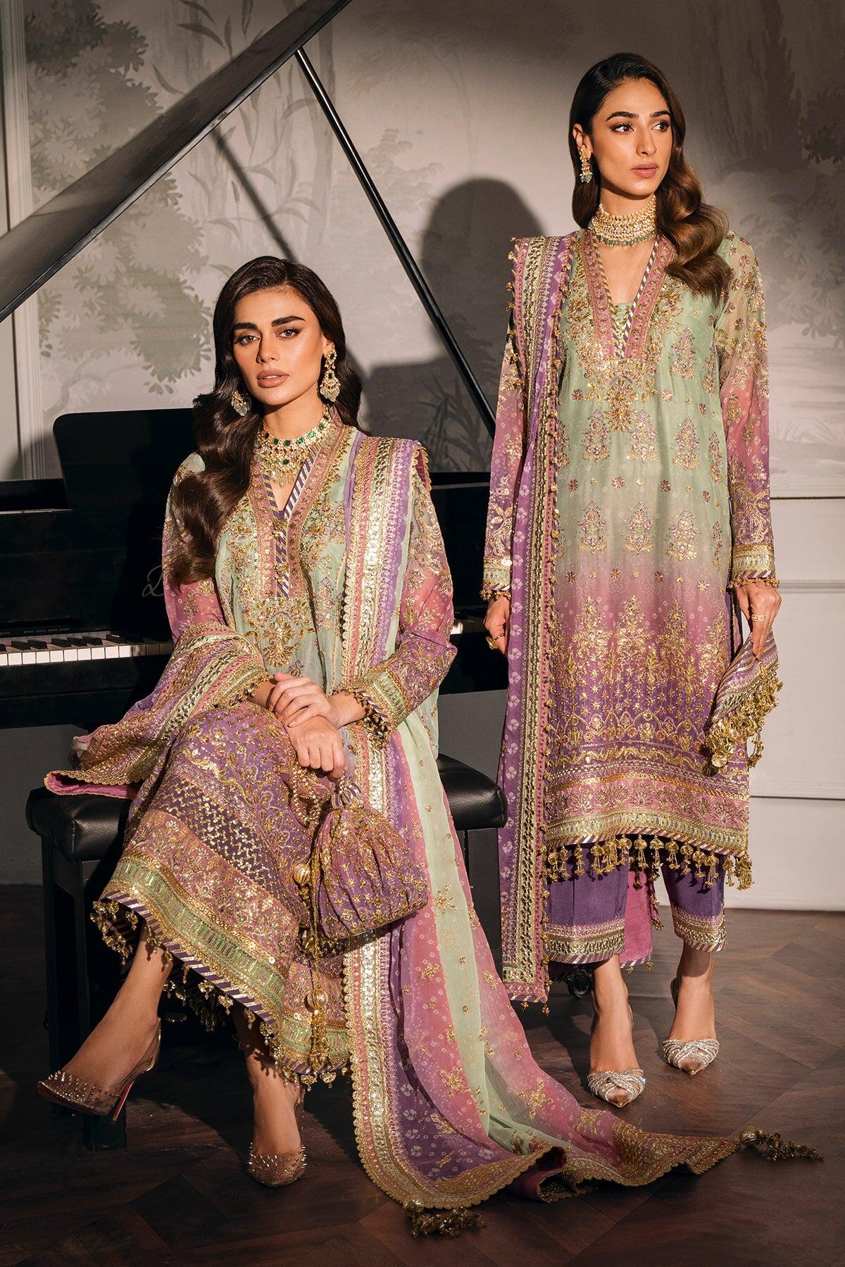 Baroque Embroidered Chiffon Suit UF-4369