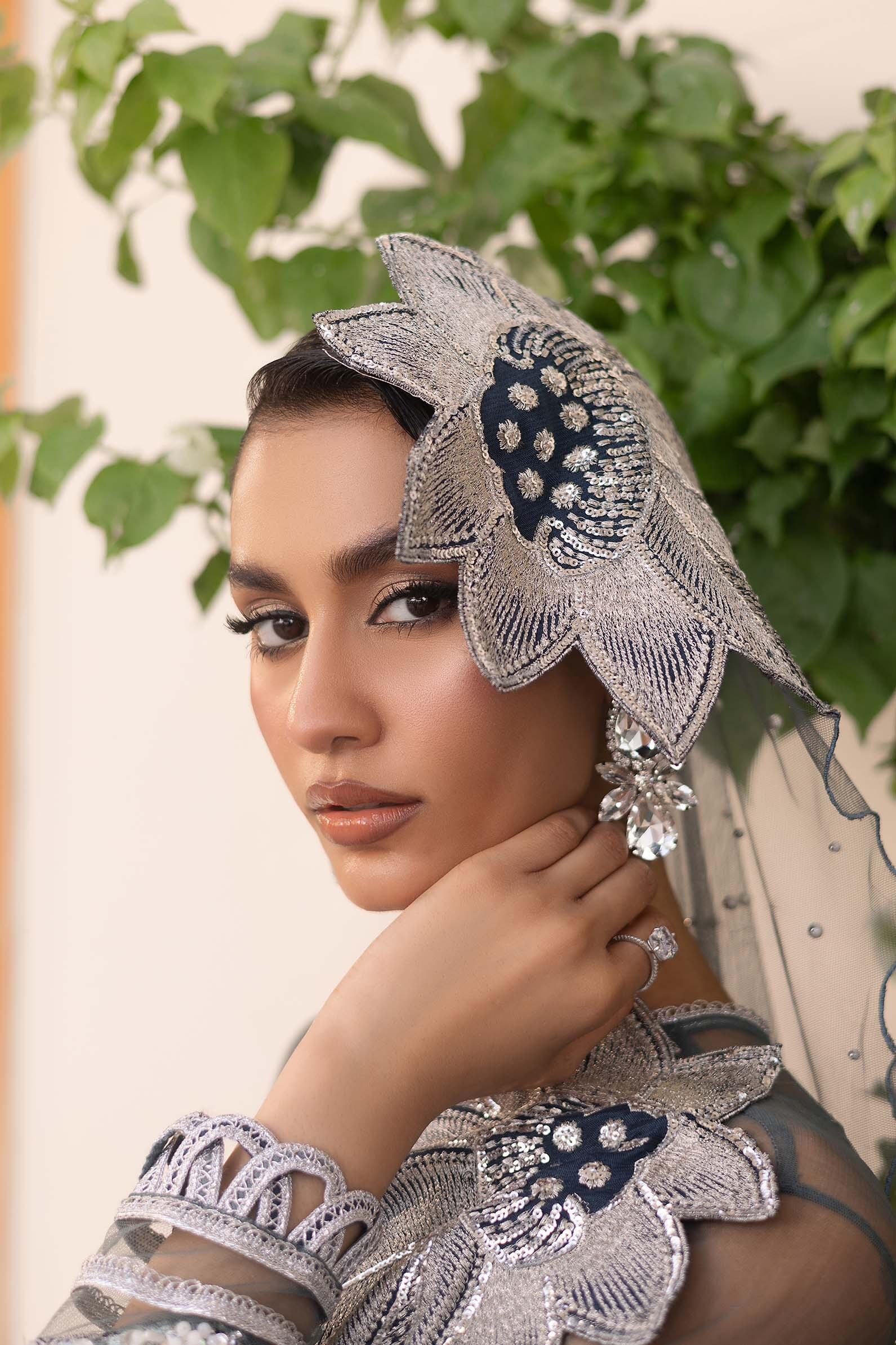 Marwa by Maryam Hussain Embroidered Net Suits Unstitched 3 Piece MH21MF 03 MEENA - Luxury Collection