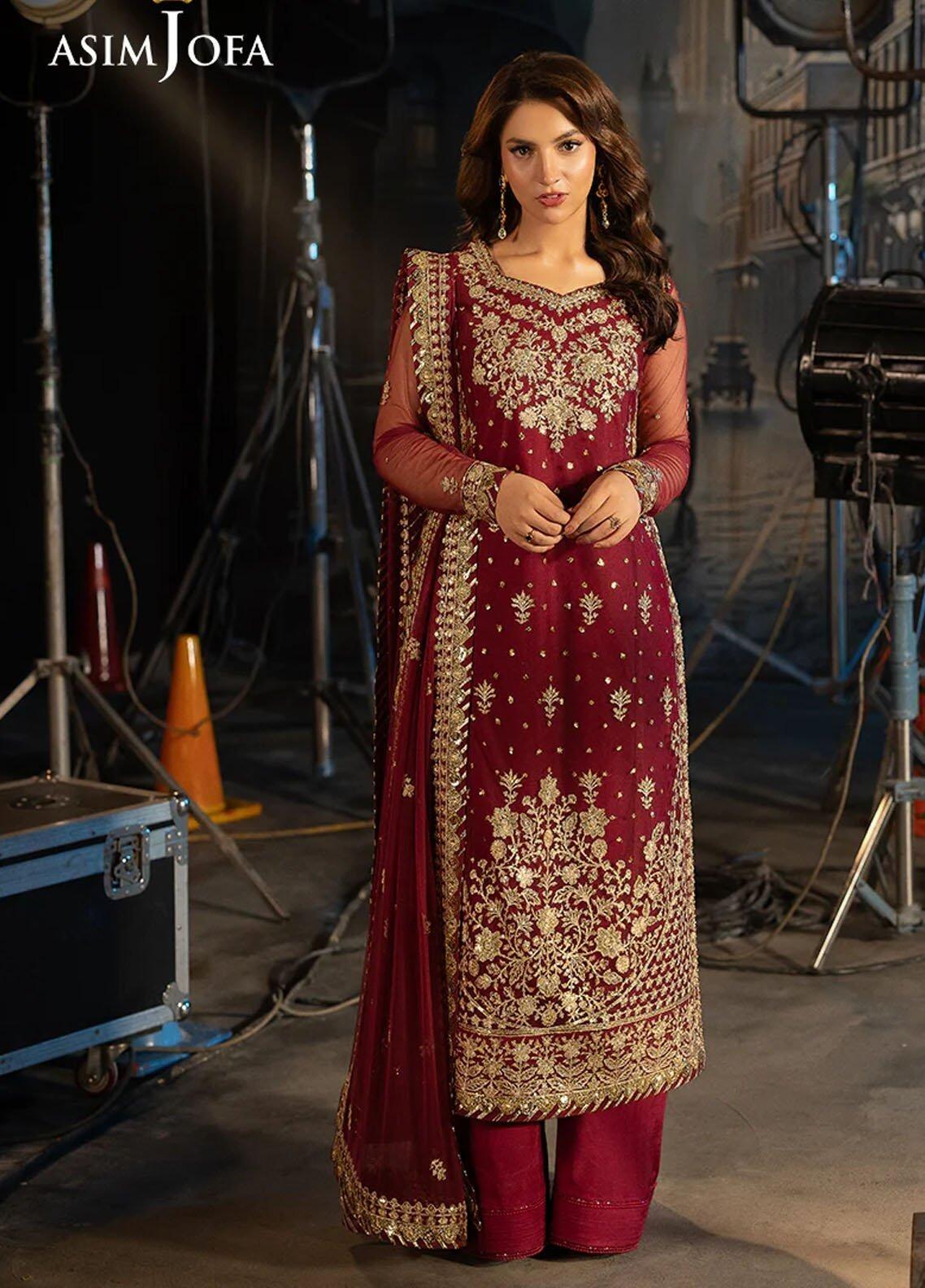 Asim Jofa Embroidered Cotton Net Suits Unstitched 3 Piece AJ21LE 03 - Luxury Collection main image 1