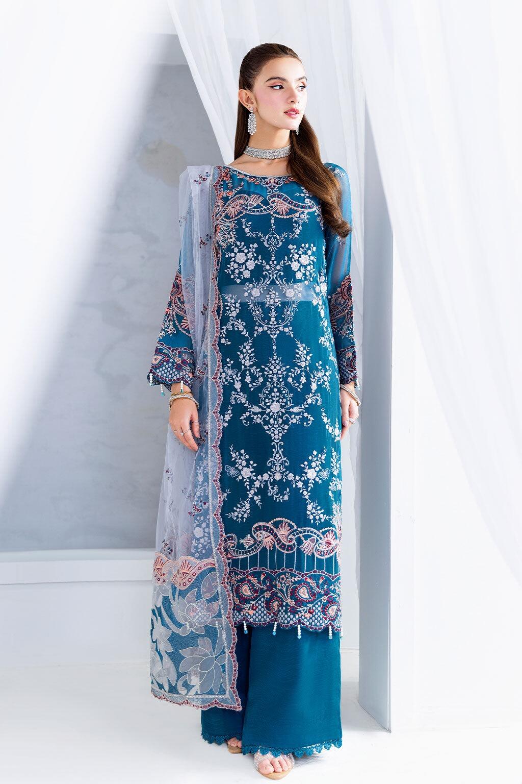 sachin and babi light blue dress Chiffon Wedding, Formal and Party Wear Pakistani Suits and Dresses main image 1