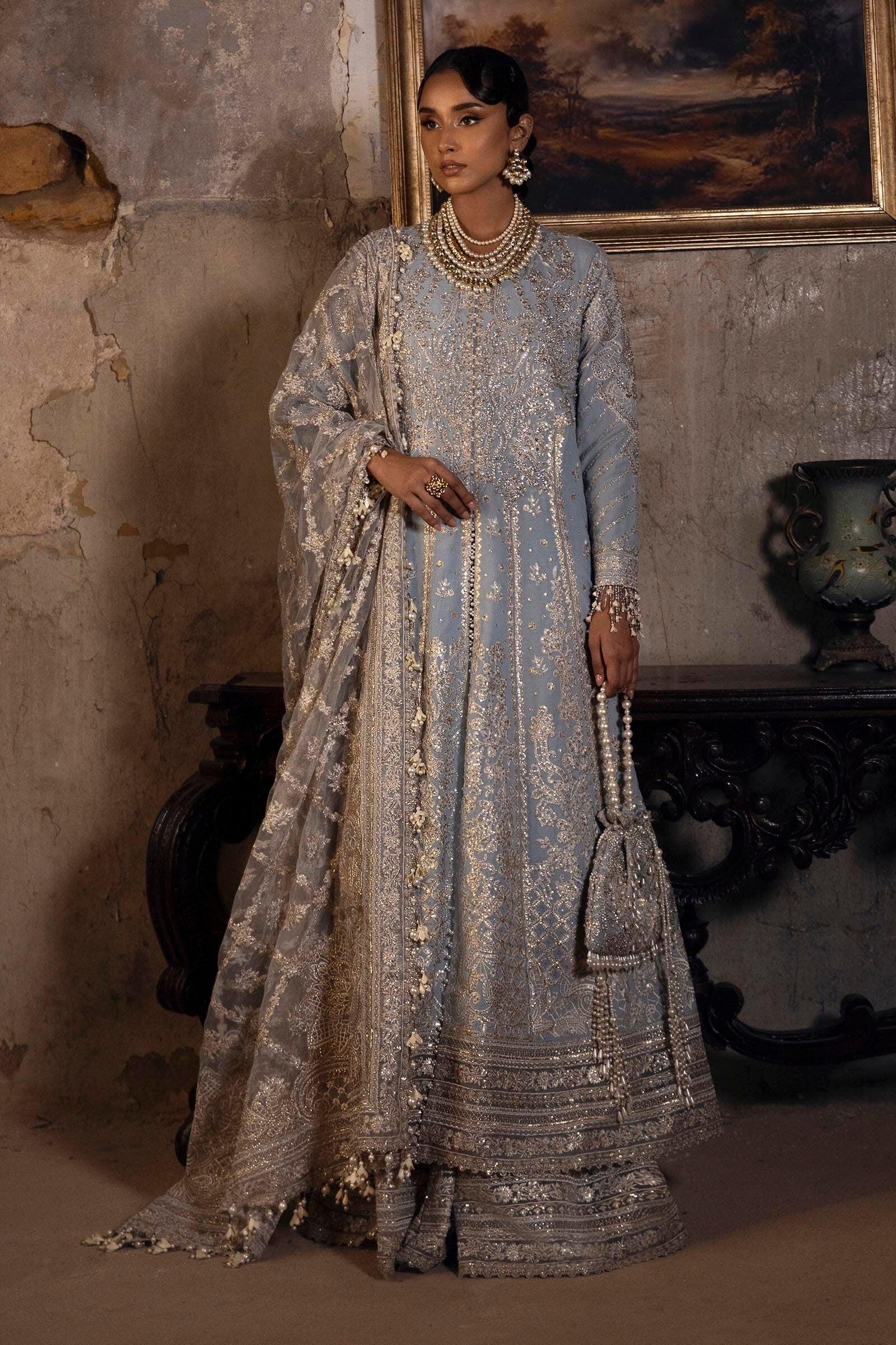 Sana Safinaz | Nura Festive | N251-008-3CT Custom Size / Pale Aqua / Raw Silk