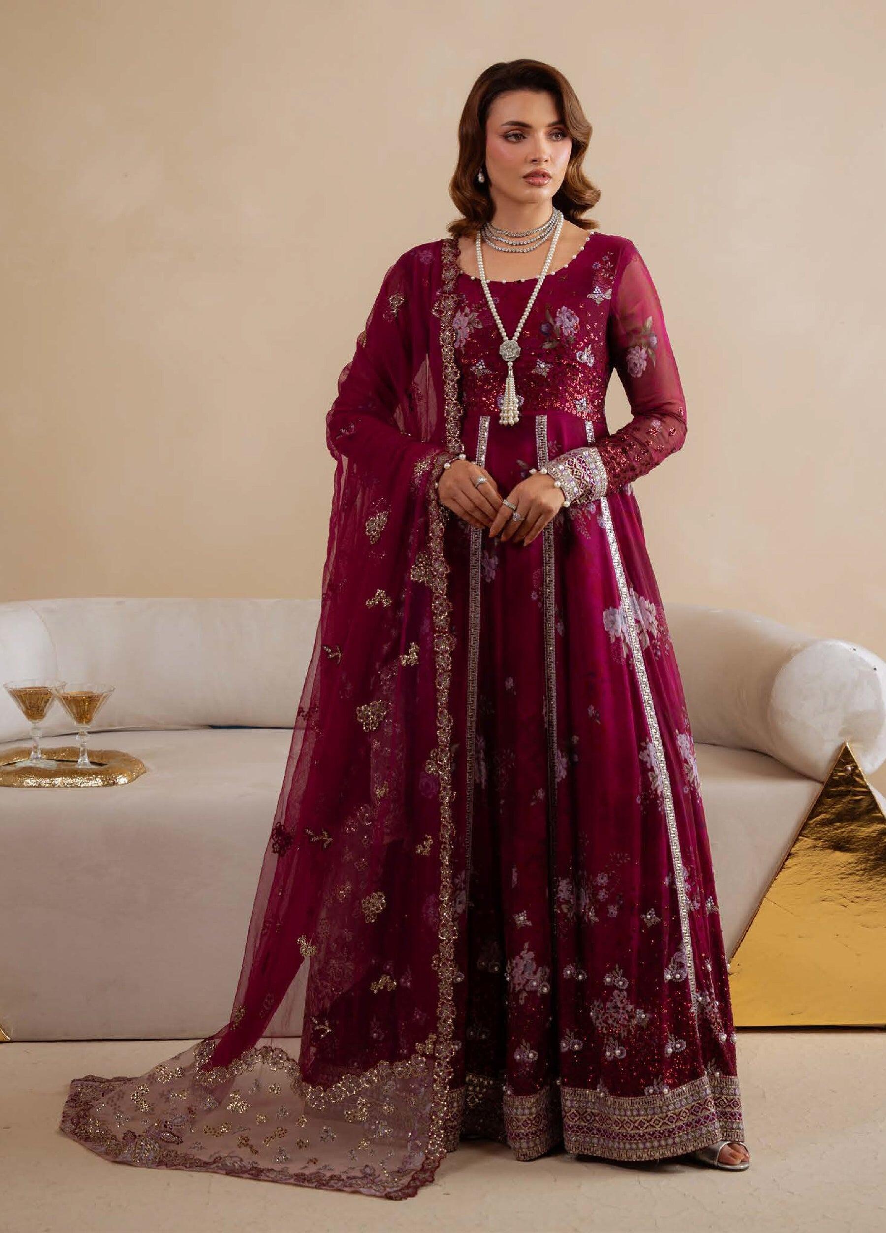 Amaya by Nureh Unstitched Luxury Chiffon Embroidered 3 Piece Suit NU26UA AM-34 - Festive Collection