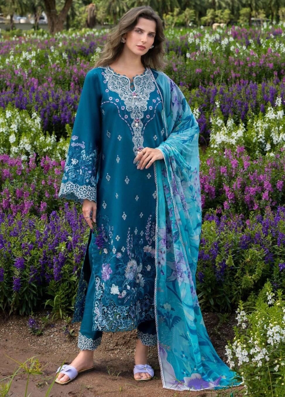 Peony Zinnia by Faiza Saqlain Luxury Peach Embroidered Lawn Dress 2025