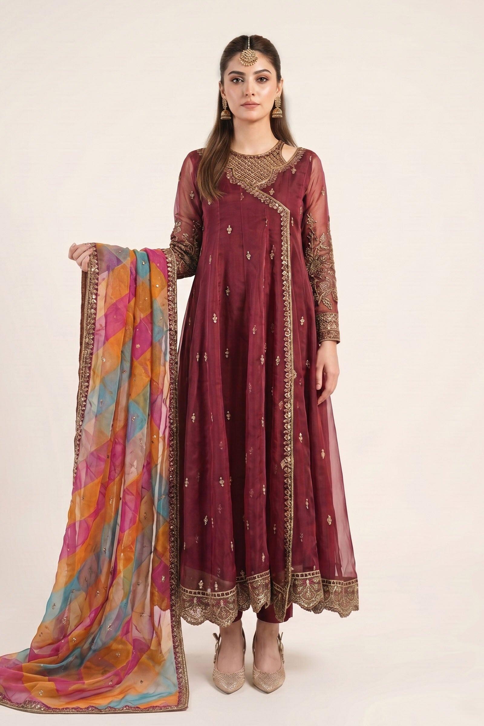 open lace back dress A-Line Burgundy Organza Burgundy Long Prom Dress, Burgundy Long Evening Dress US 2 / Burgundy