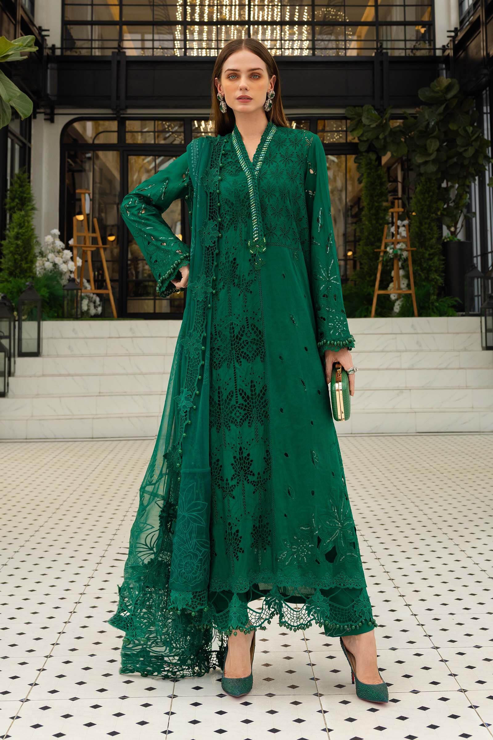 Maria B EL-26-04 Emerald Green Embroidered Lawn 3 Piece Suit