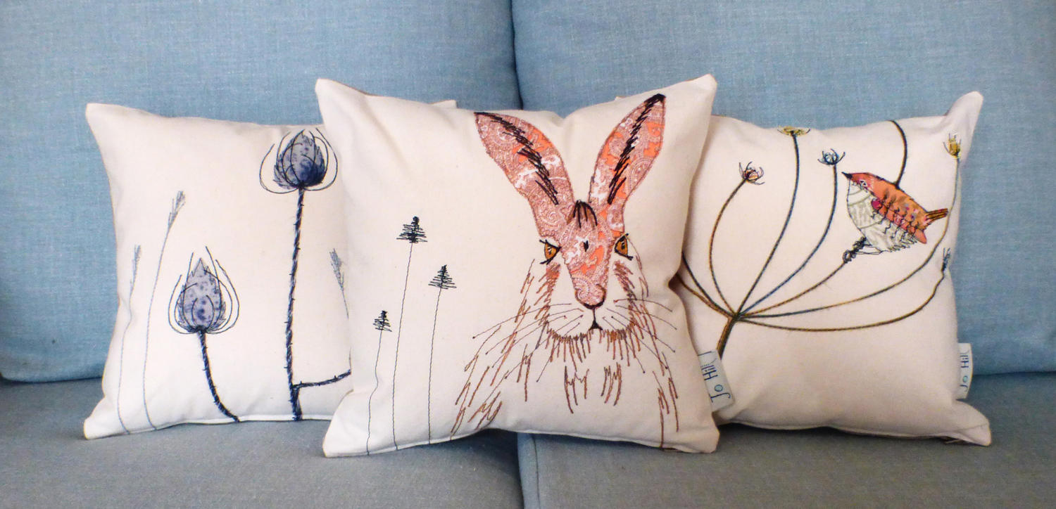 Wildlife cushions as featured in Period Living Magazine