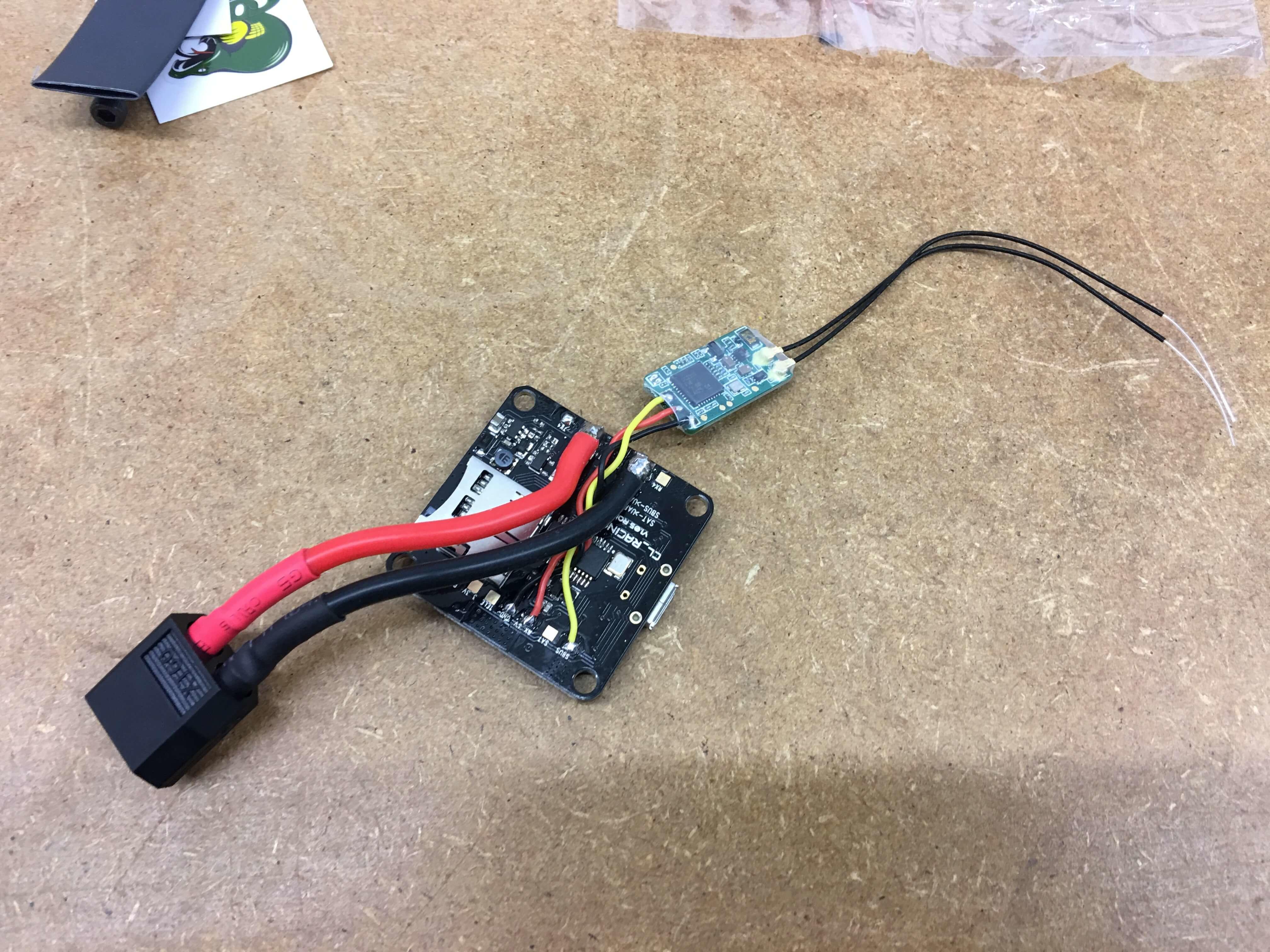 XM+ receiver soldered to the CL racing F4 flight controller