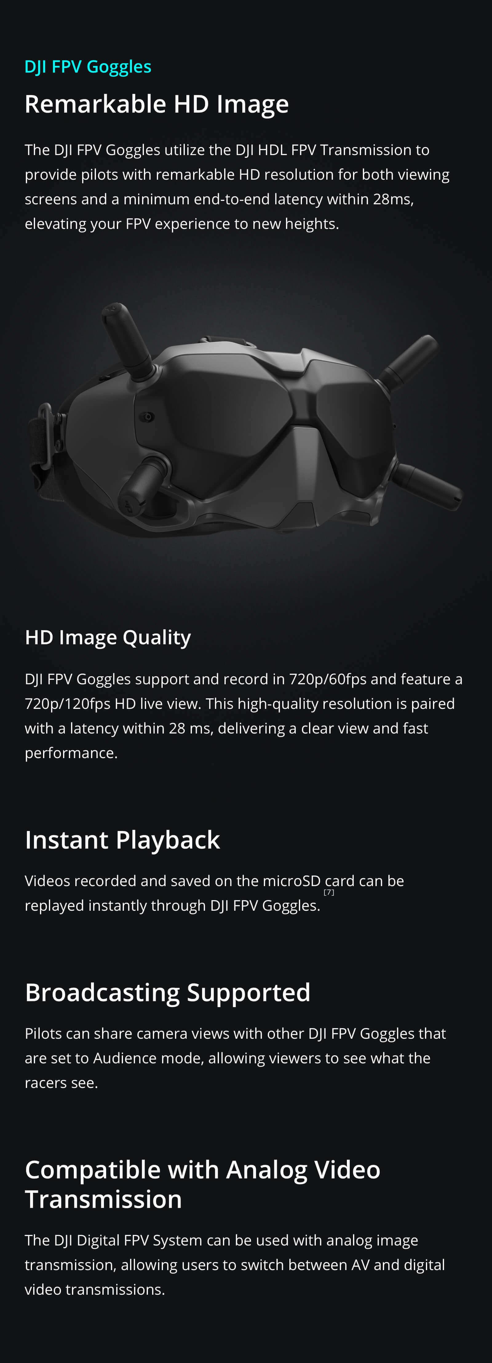 DJI FPV HD Goggles digital and analogue