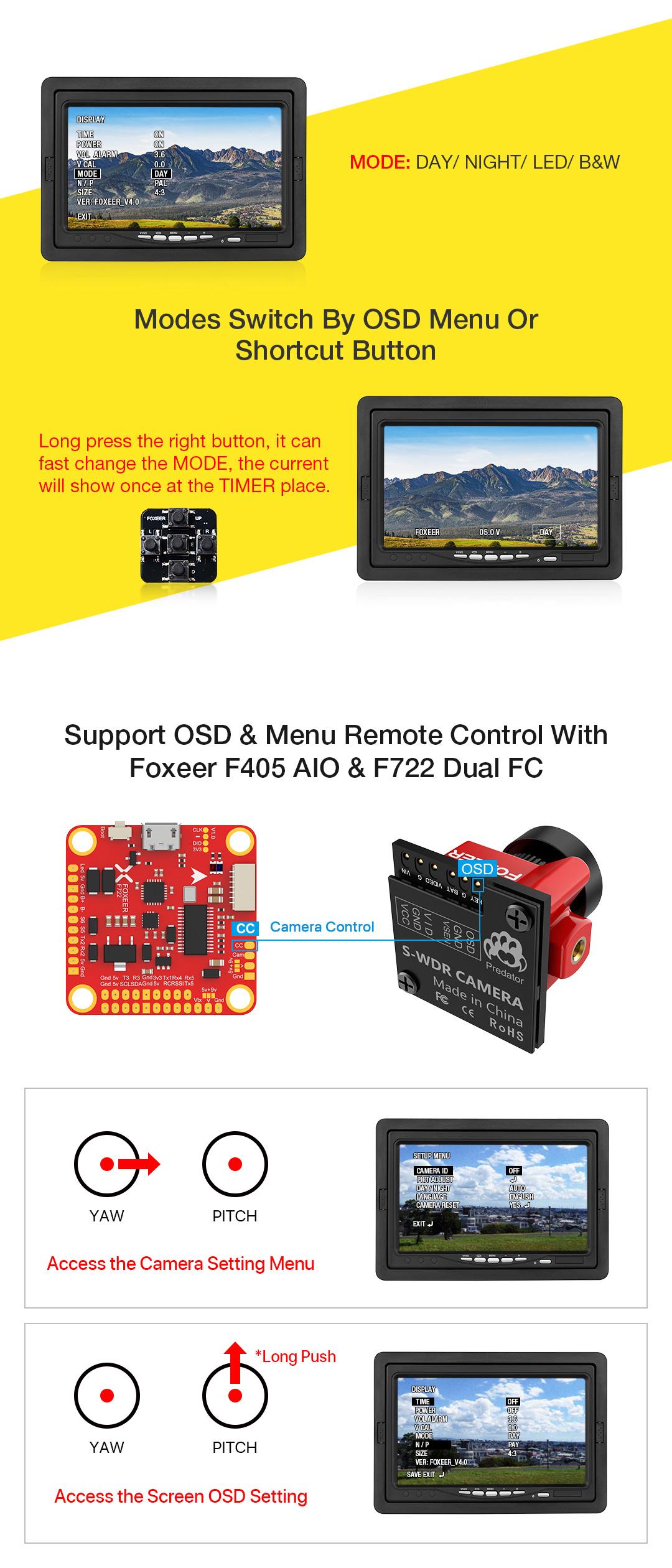 various modes and changeable with remote controller