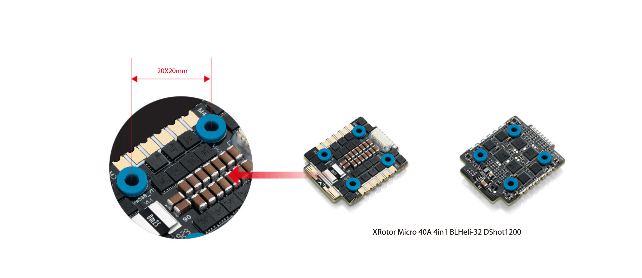 XRotor Micro 40A(20x20) 6S 4in1 ESC 20x20 size