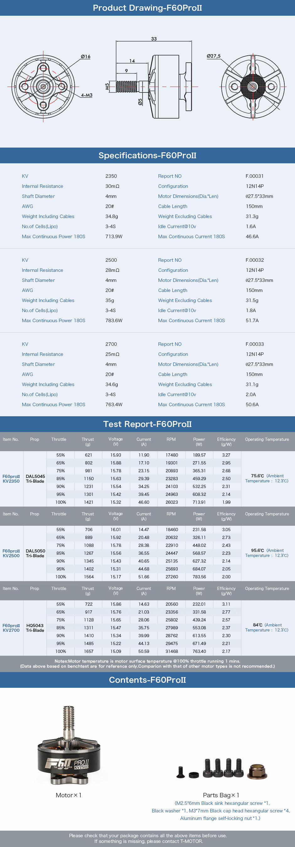 F60 Pro II Motor Specifications